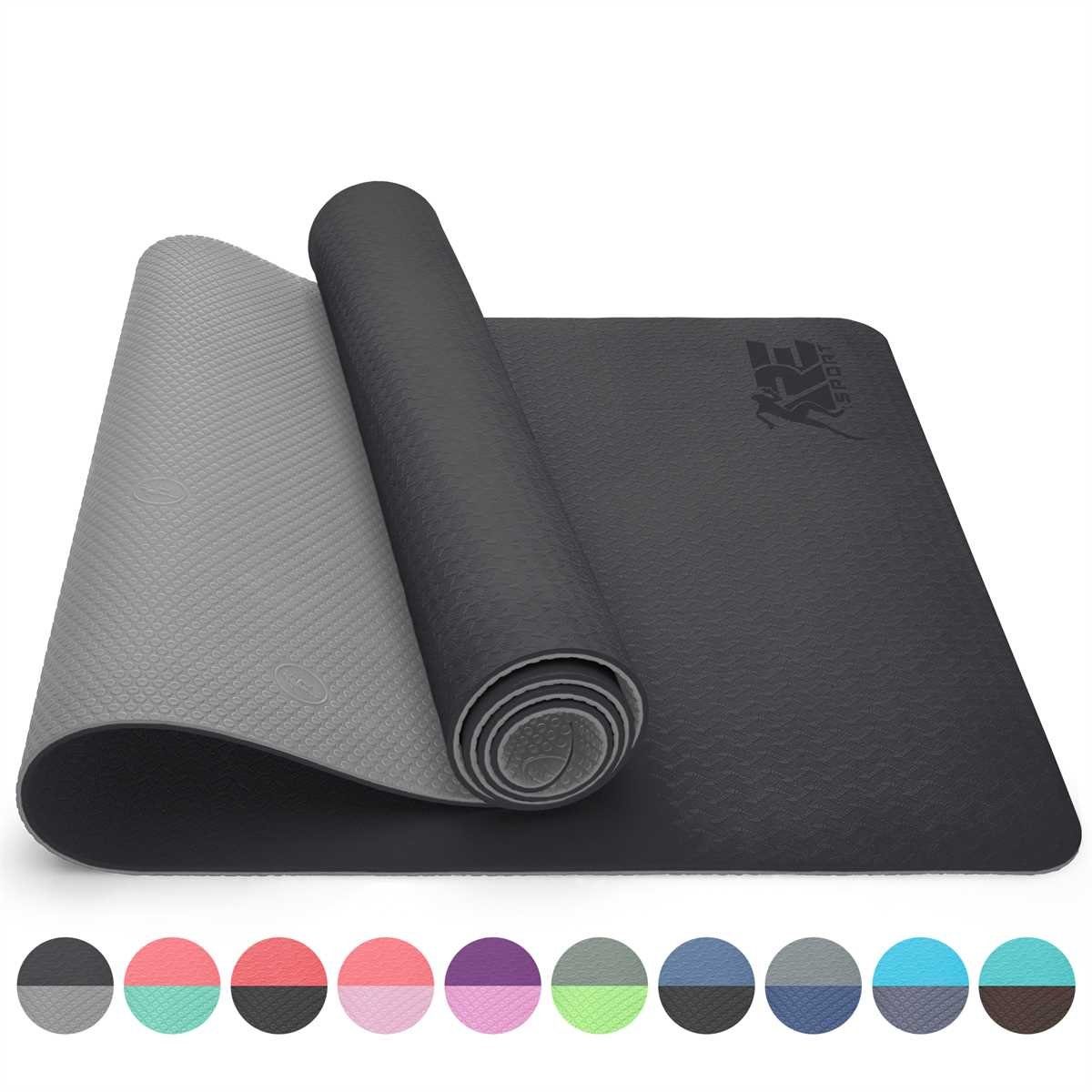 RE:SPORT Gymnastikmatte TPE Yogamatte 183 x 61 x 0,6 cm - Fitnessmatte Sportmatte rutschfest, Trainingsmatte mit Tragegurt Fitness Gymnastik Pilates Workout