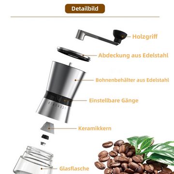 Novzep Kaffeemühle Manuell/Hand mit Keramikmahlwerk,Espressomühle mit 8 Mahlstufen