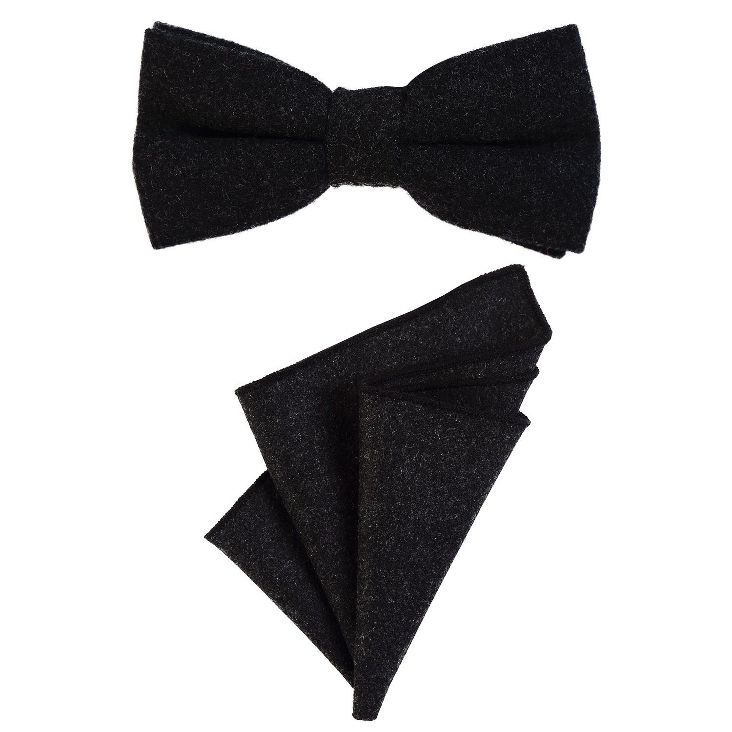 DonDon Fliege DonDon Herren Fliege und Einstecktuch aus Baumwolle (Packung, 2-St) bereits gebunden, Tweed-Look, 2er Set