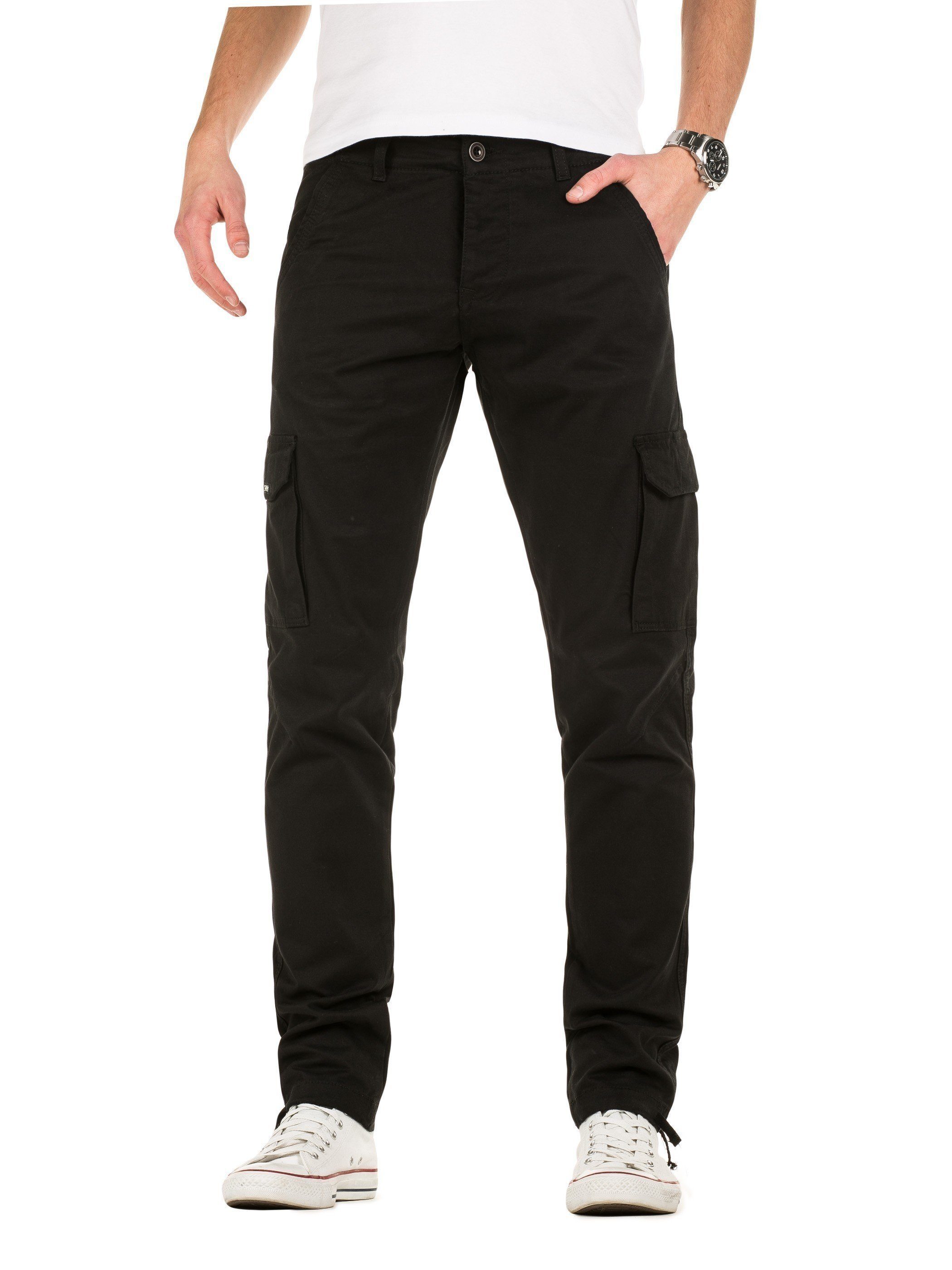 (black194008) Herren Schwarz Chinohose Cargo Pants Fit Jan Slim Cargohose Yazubi