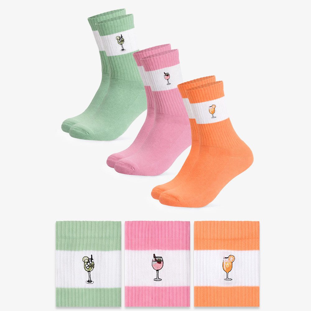 OCCULTO Tennissocken Damen Bunte Motiv Tennissocken 3er Pack (Modell: Elly) (3-Paar)