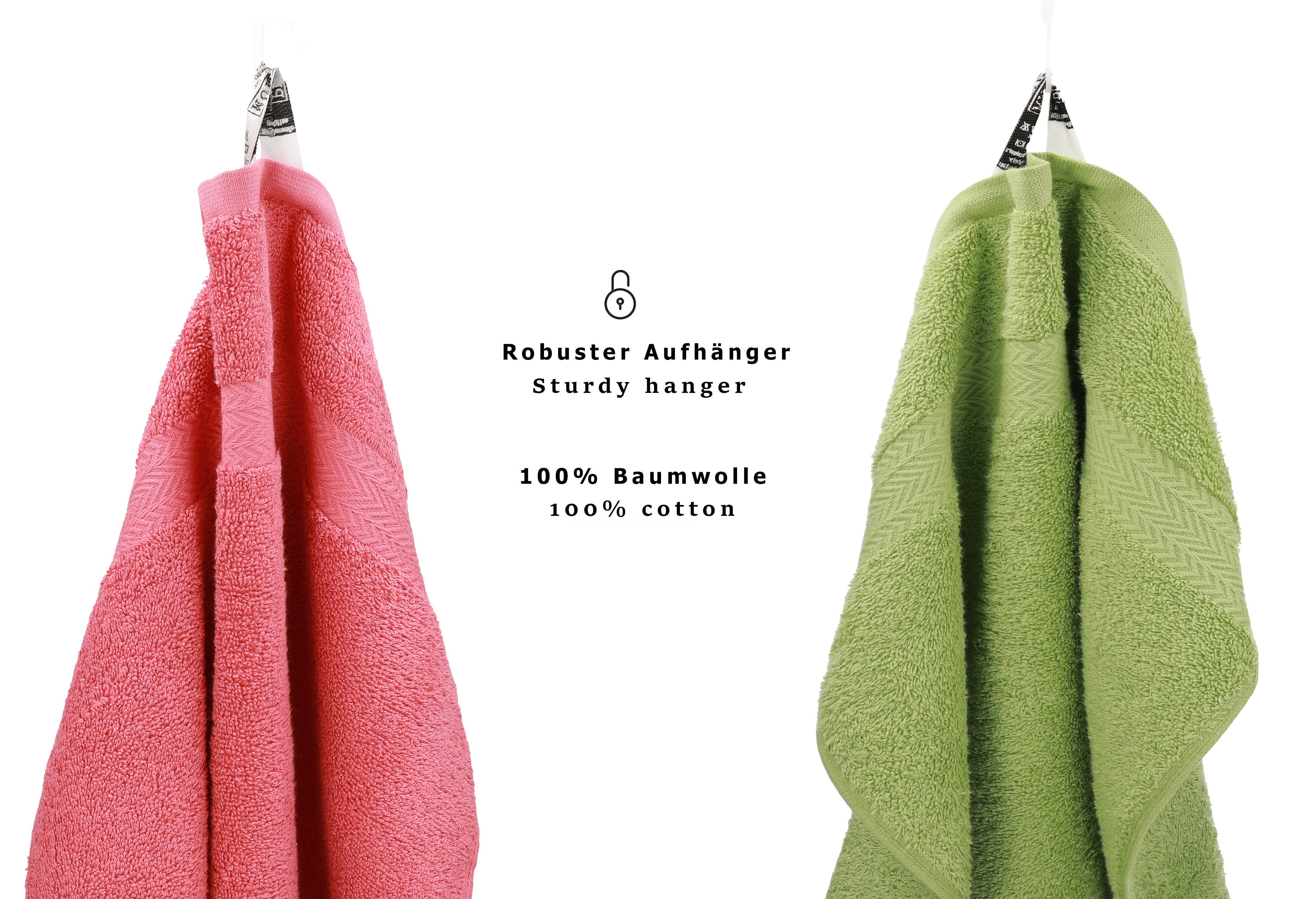 Premium Betz Baumwolle, (12-tlg) Set Set Handtuch 12-TLG. Himbeere/avocadogrün, Handtuch