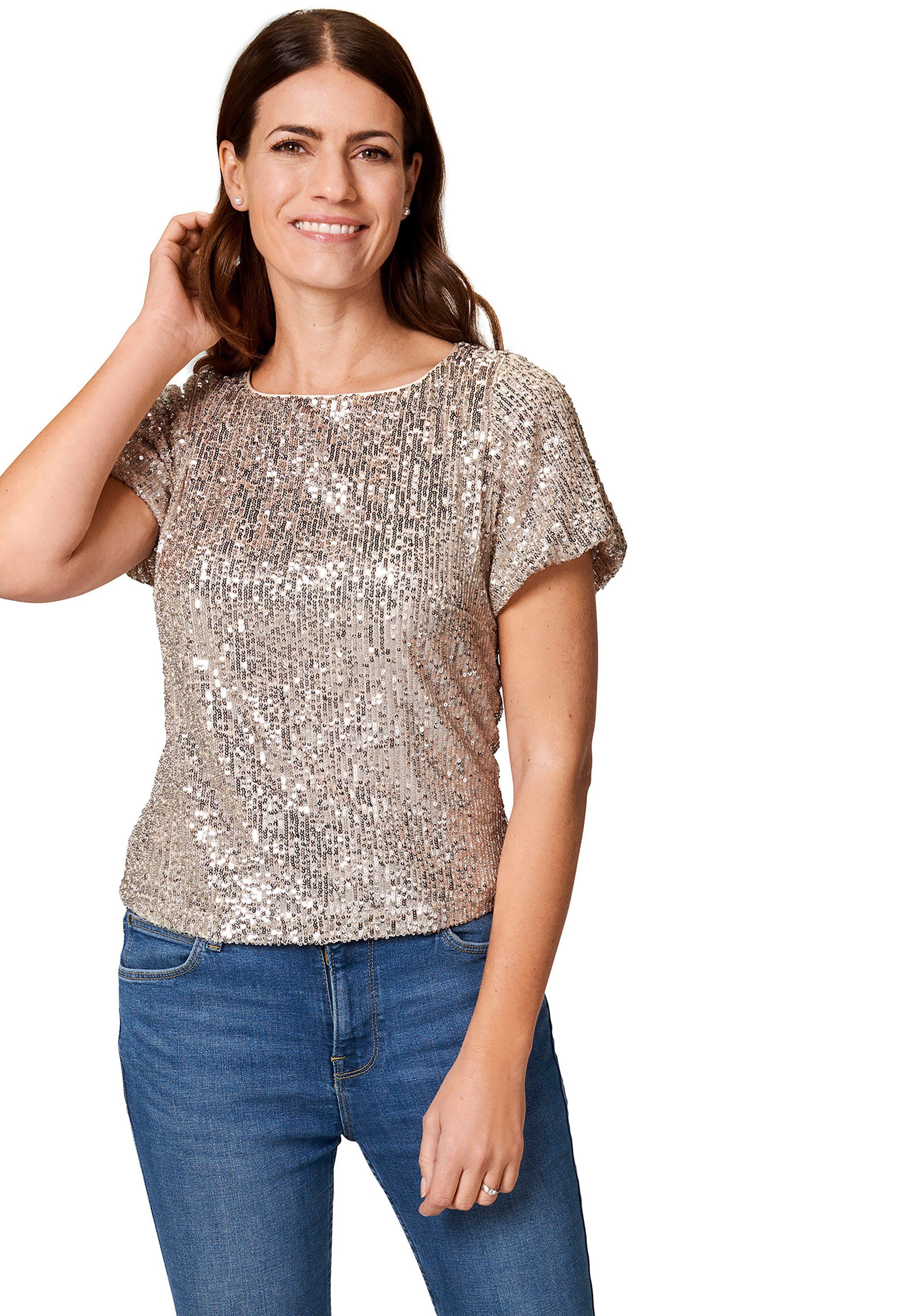select! By Hermann Lange T-Shirt Gabrielle mit Pailletten besetzt champagner | T-Shirts
