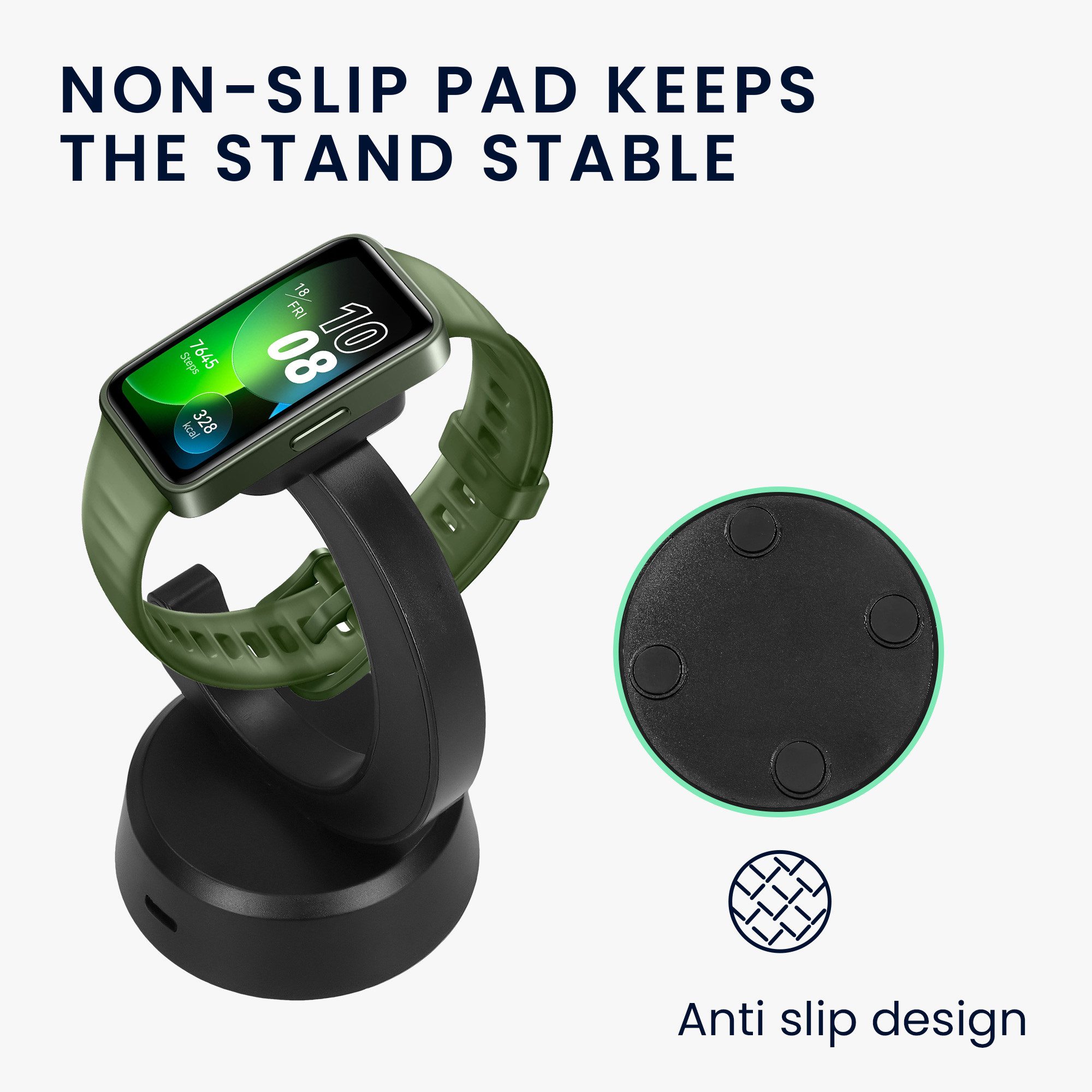 kwmobile USB Ladegerät für Huawei Band 10 / Honor Band 9 / Band 7 / Band 6 / Smartwatch-Ladekabel, (12.80 cm), Smart Watch Ladestation - Ladekabel mit Standfunk – Bild 4 von 5