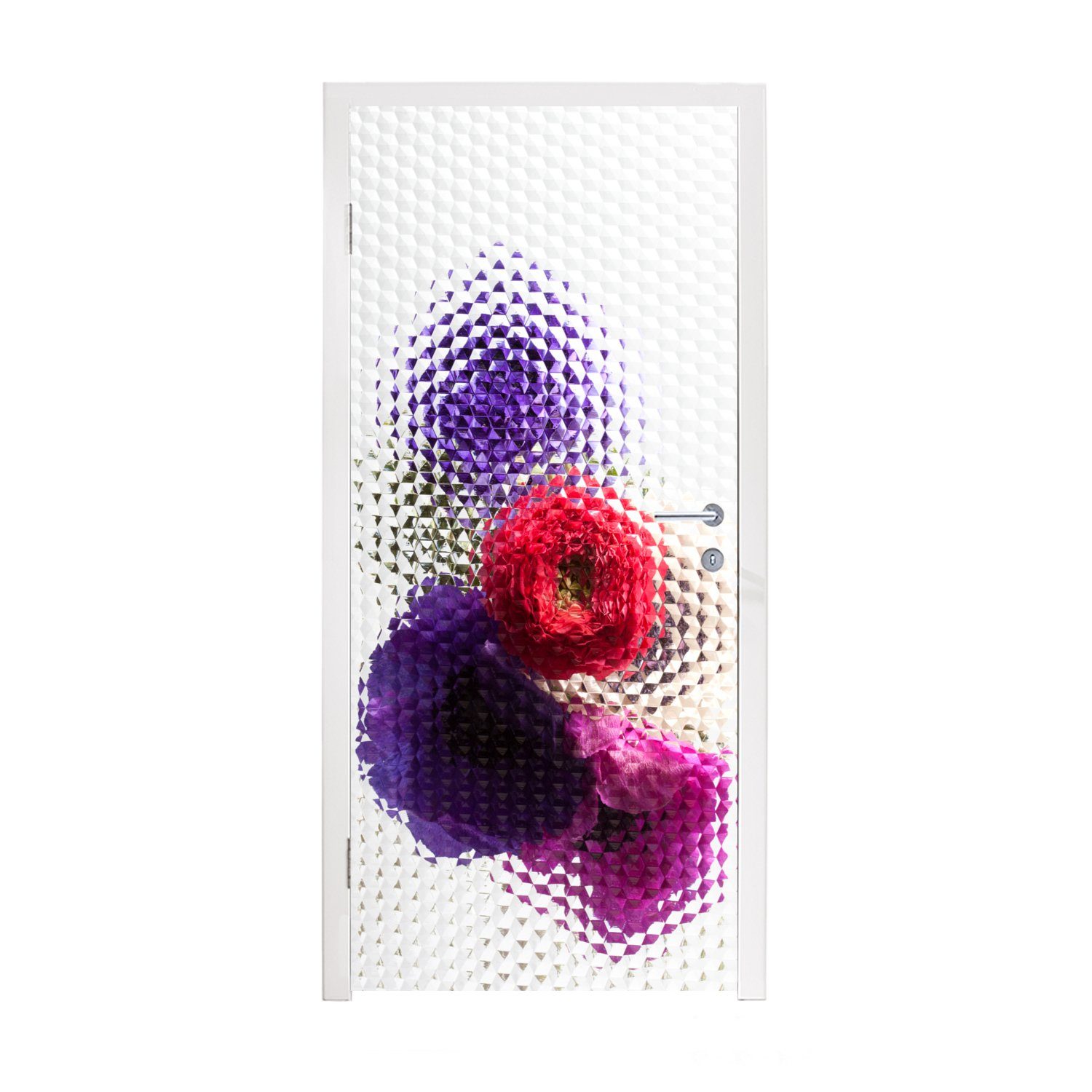 bedruckt, MuchoWow Türaufkleber, cm - Matt, Fototapete 75x205 Blumen - Türtapete St), Glas, (1 Tür, Mohn für