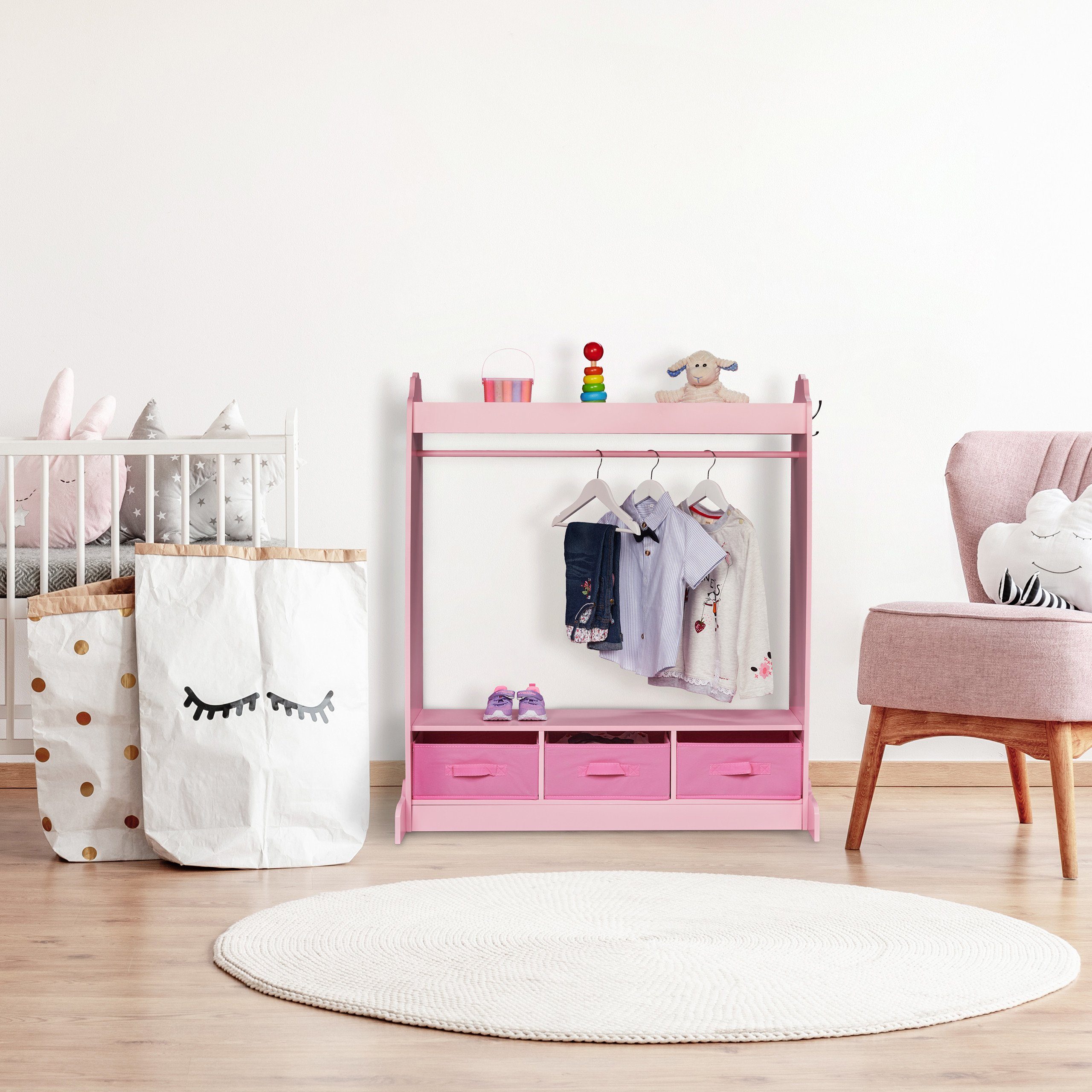 relaxdays Kleiderständer Kinder Kleiderständer mit Spiegel günstig online kaufen