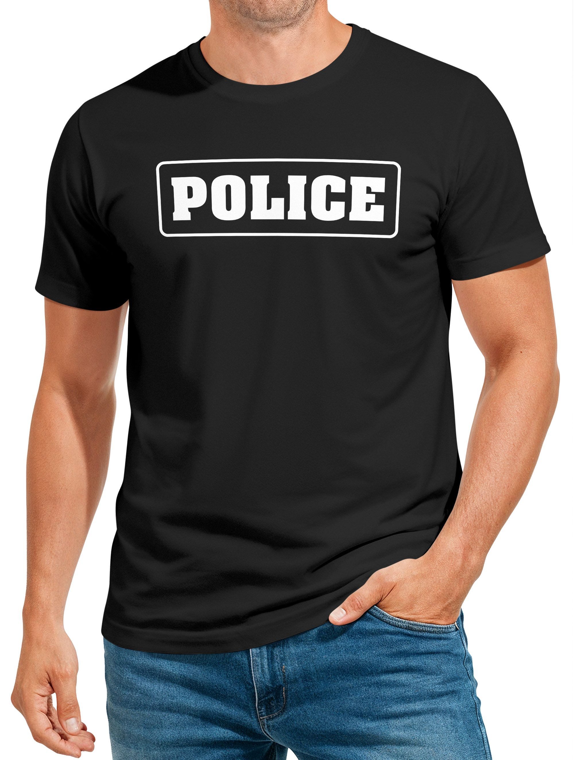MoonWorks Print-Shirt Herren T-Shirt Police Polizei-Kostüm Polizist-Shirt Fun-Shirt mit Print