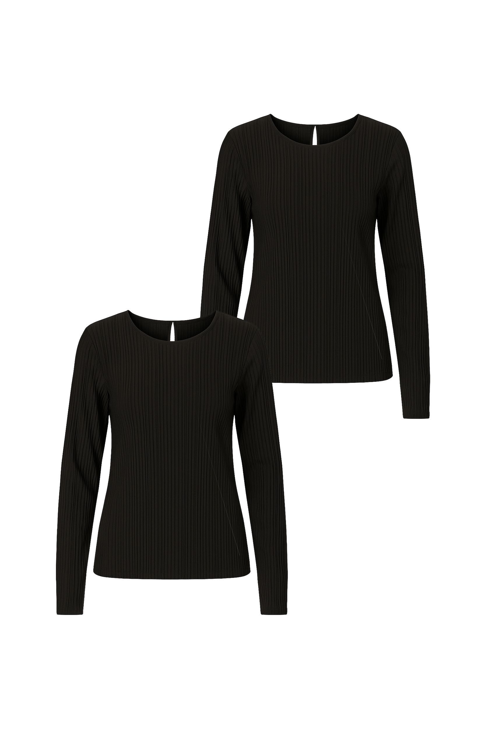 HaILY’S T-Shirt Feine Rippstruktur und rundem Halsausschnitt für (2-tlg) LS P TP Pe44nelope