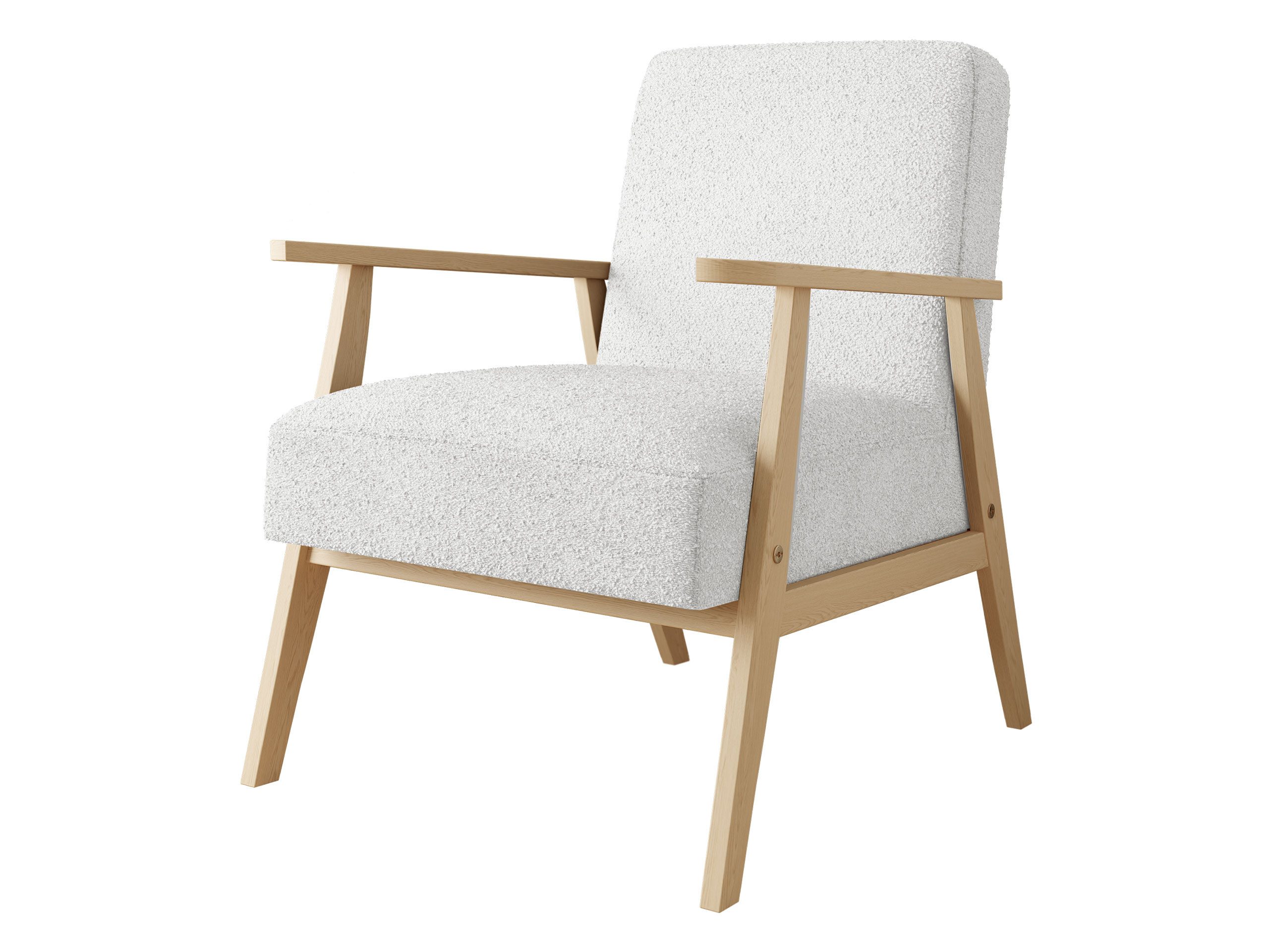 MIRJAN24 Sessel Retro Boucle (mit Wellenfeder), Holzkonstruktion, Freistehender, Armlehnen