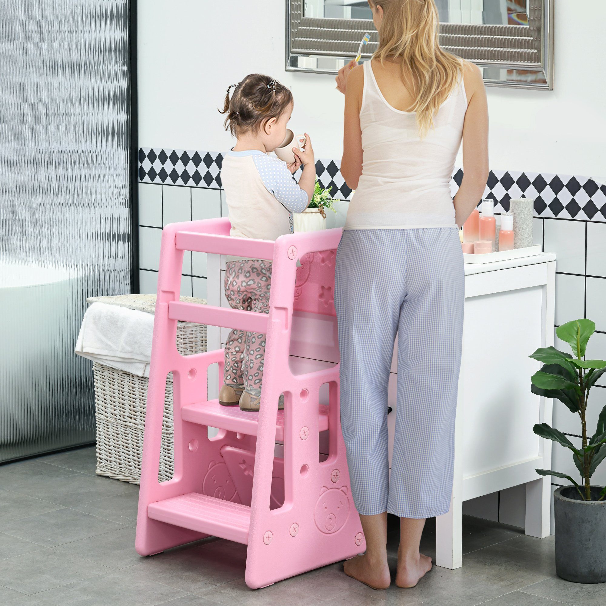 HOMCOM Stehhilfe Lernturm für Baby Tritthocker günstig online kaufen