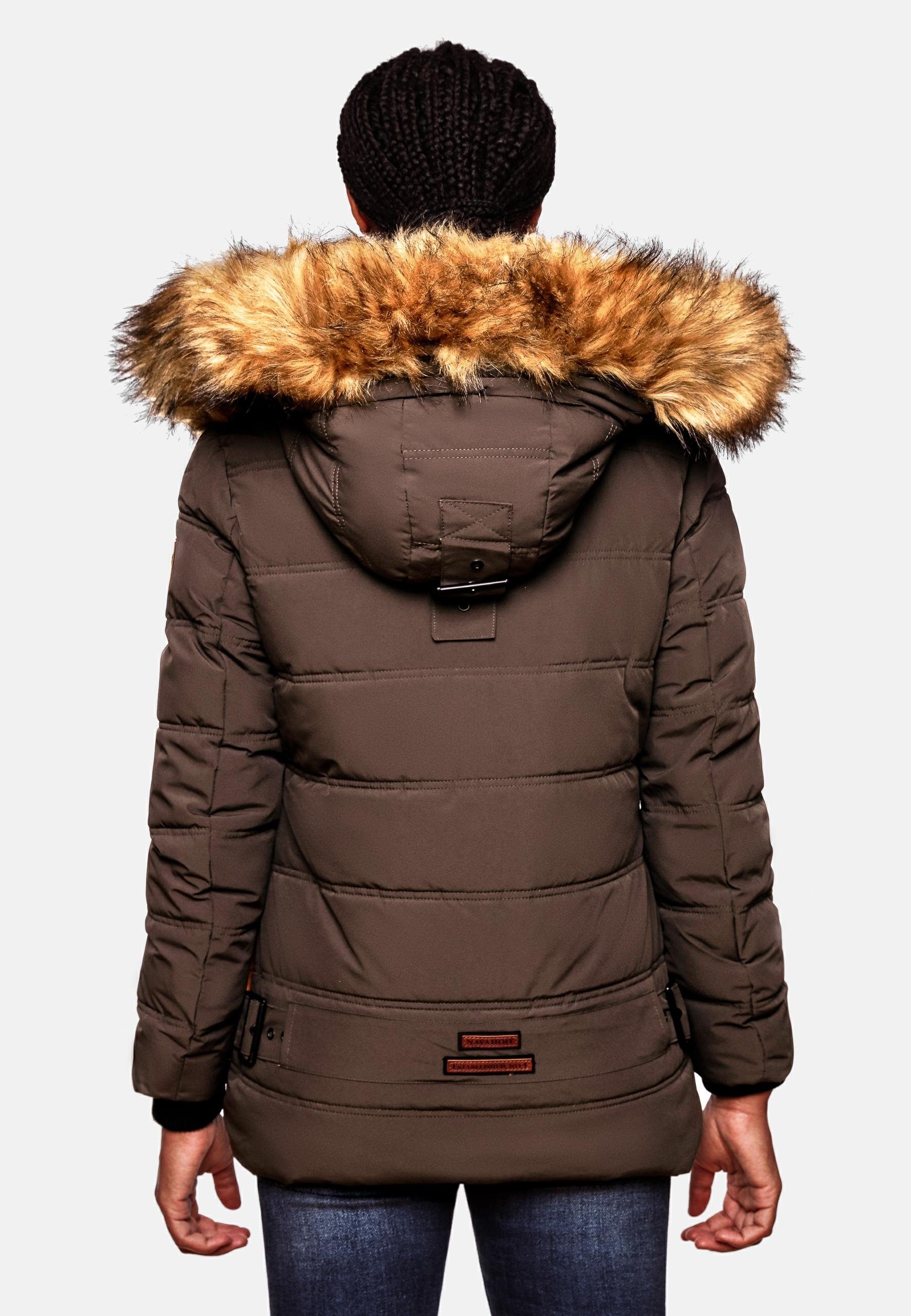 Navahoo Winterjacke Zoja stylische Steppjacke mit Kunstpelz Kapuze