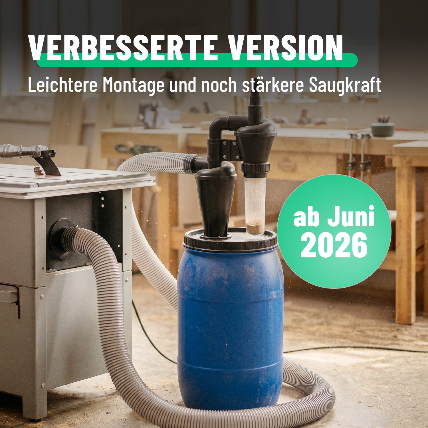 greate. Absauganlage 2-Stufen Zyklonabscheider - Zyklon Absaugung Werkstatt Staubabscheider, 2-Stufen Filter