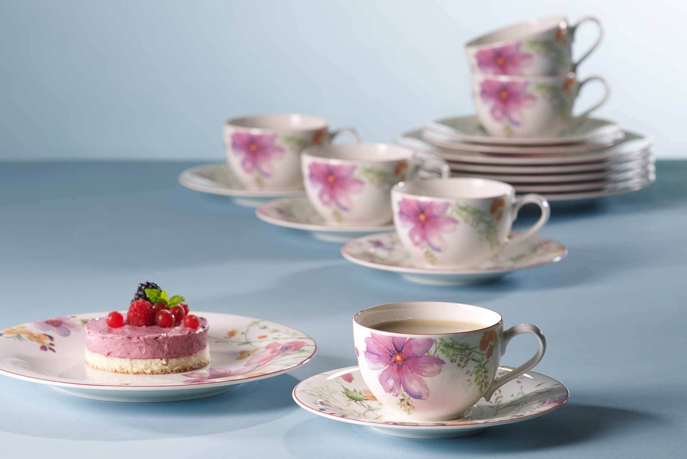 Villeroy & Boch Kaffeeservice Mariefleur Basic Kaffeeservice 18er Set (18-tlg), 6 Personen, Porzellan