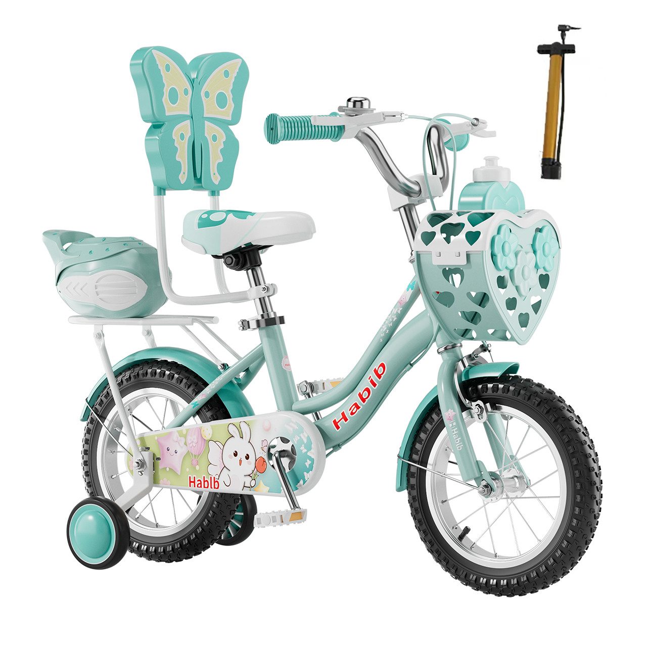 Habib Gruppe Kinderfahrrad Prinzessin Mädchen 12 14 16 Zoll ab 3 Jahre, Kinderfahrrad Mädchen ab 3 Jahre im Prinzessin-Design
