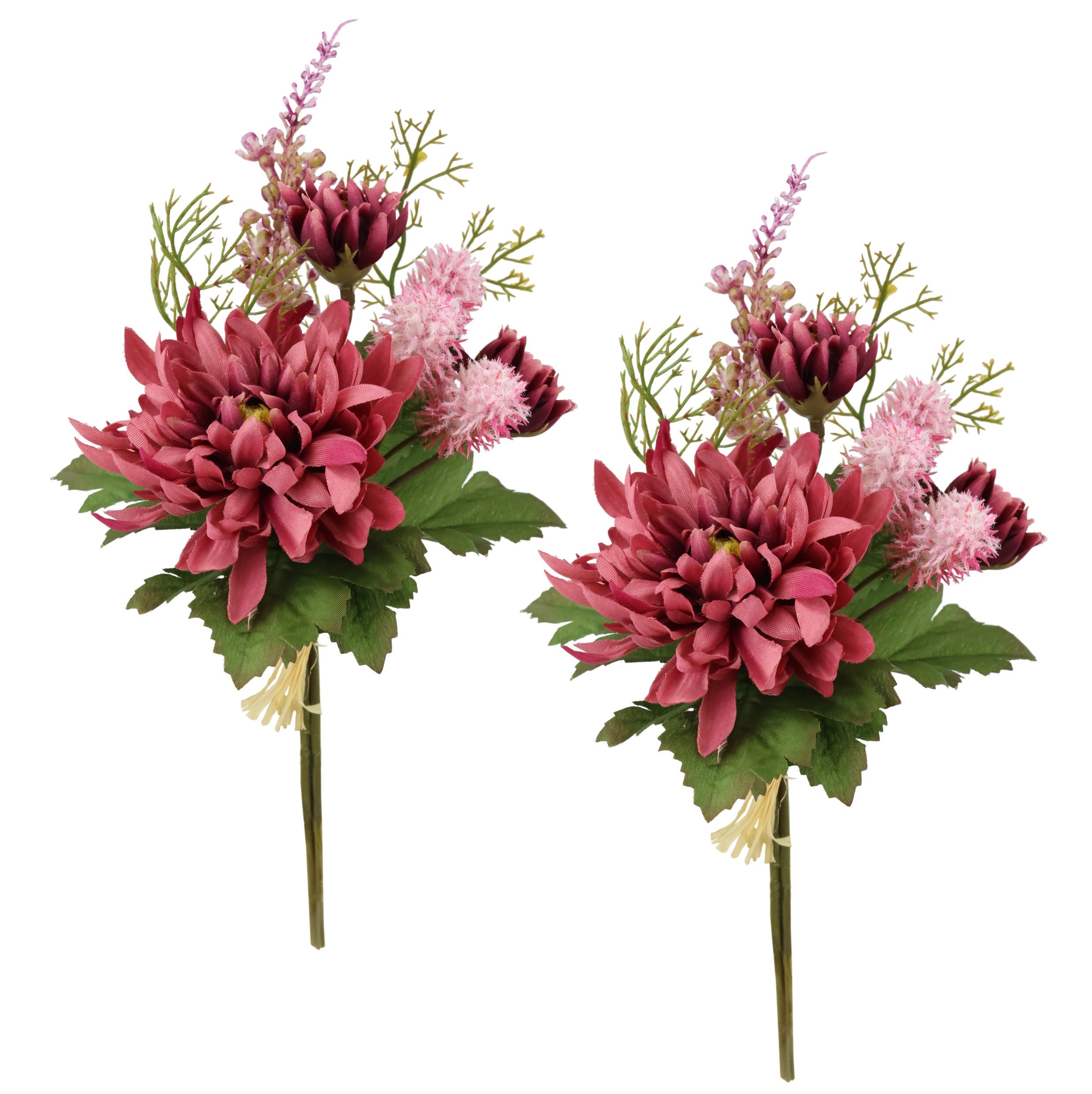 Kunstblume Chrysanthemen-Bund 2er Set, I.GE.A., Höhe 25 cm, 25cm Strauß künstlich Bouquet Seidenblume Blumenbouquet Blumenstrauß