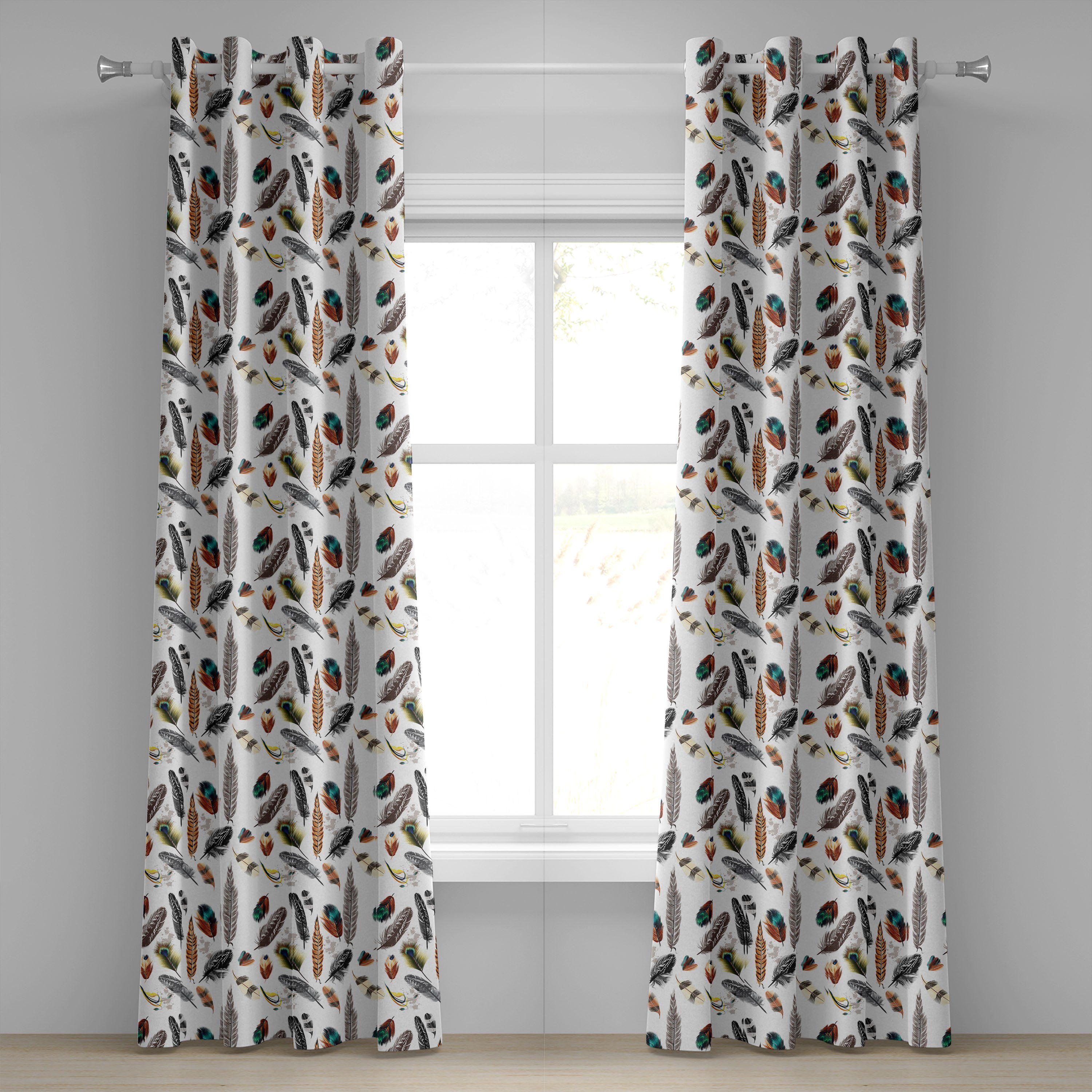 Gardine Dekorative 2-Panel-Fenstervorhänge für Schlafzimmer Wohnzimmer, Abakuhaus, Tier Vivid Federn Vivid Kunst