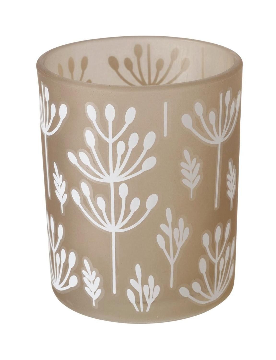 BOLTZE GRUPPE GmbH Windlicht FARAH, Ø 9 cm, H 10 cm, Beige, Weiß, Glas, (1 St)