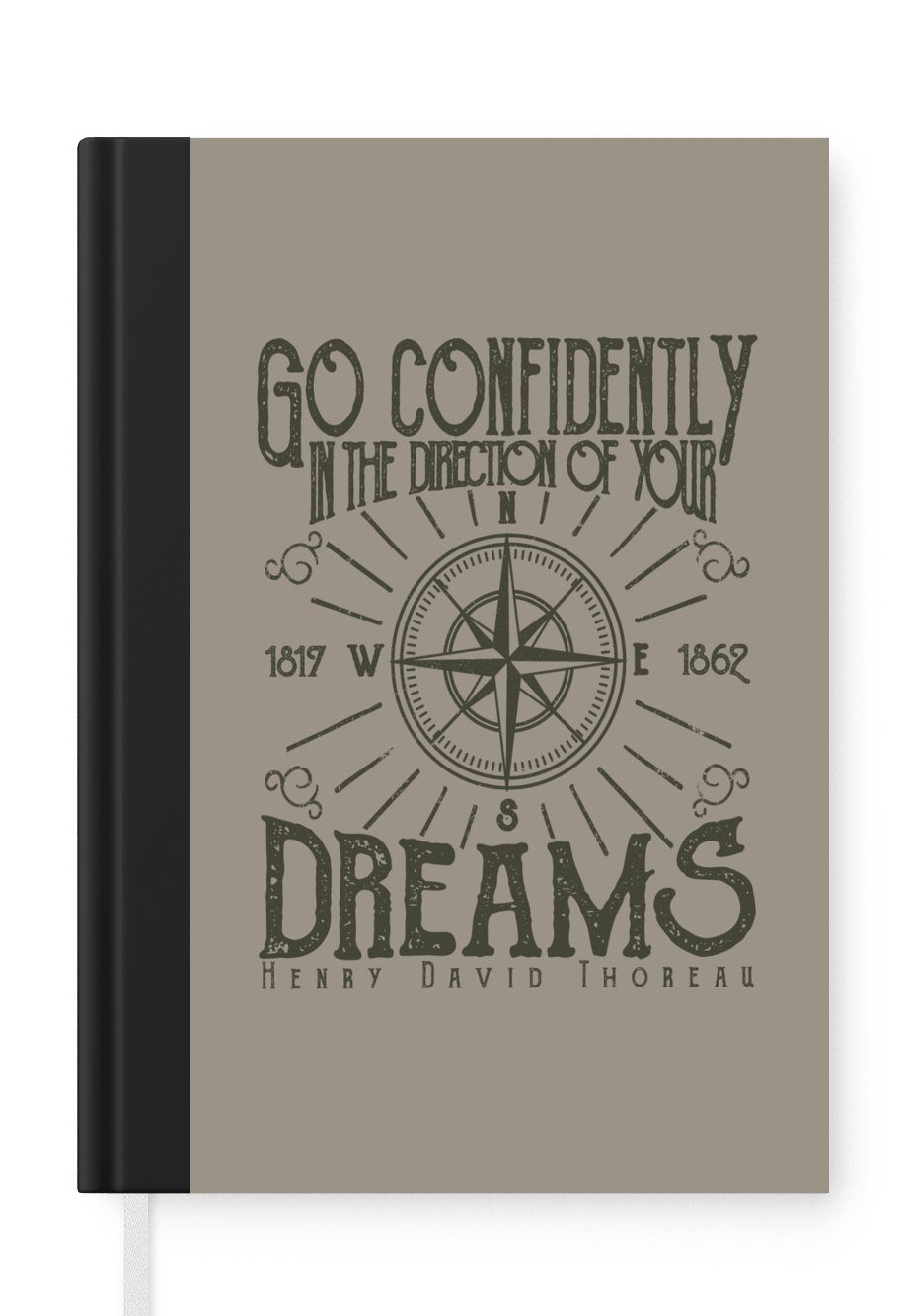 A5, Träume, Seiten, MuchoWow Vintage Merkzettel, Notizheft, - Notizbuch Tagebuch, Haushaltsbuch - Kompass Journal, 98