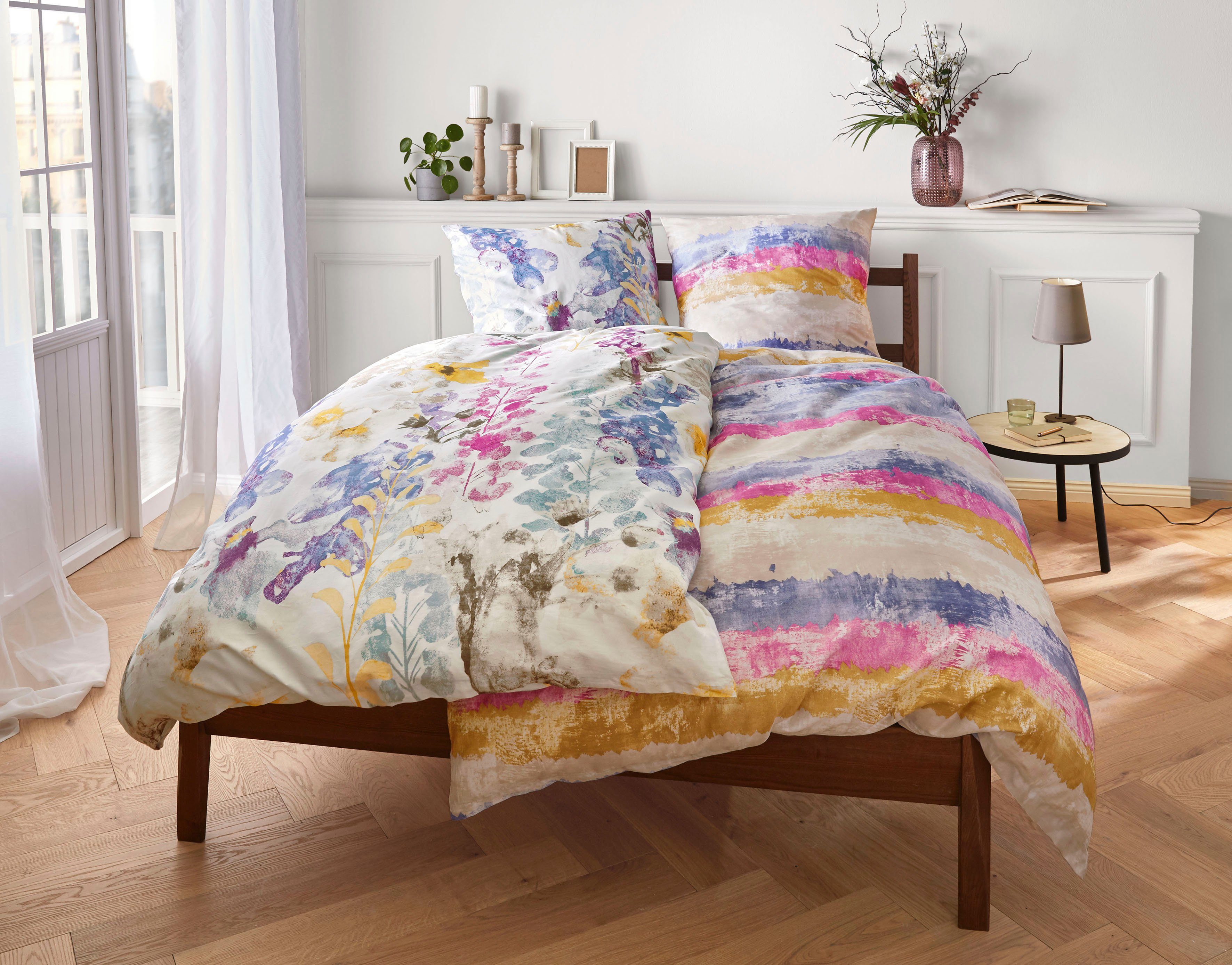 Kleine Wolke Bettwäsche Alcea, Mako-Satin, 2 teilig, mit floralem Print – Bild 2 von 3