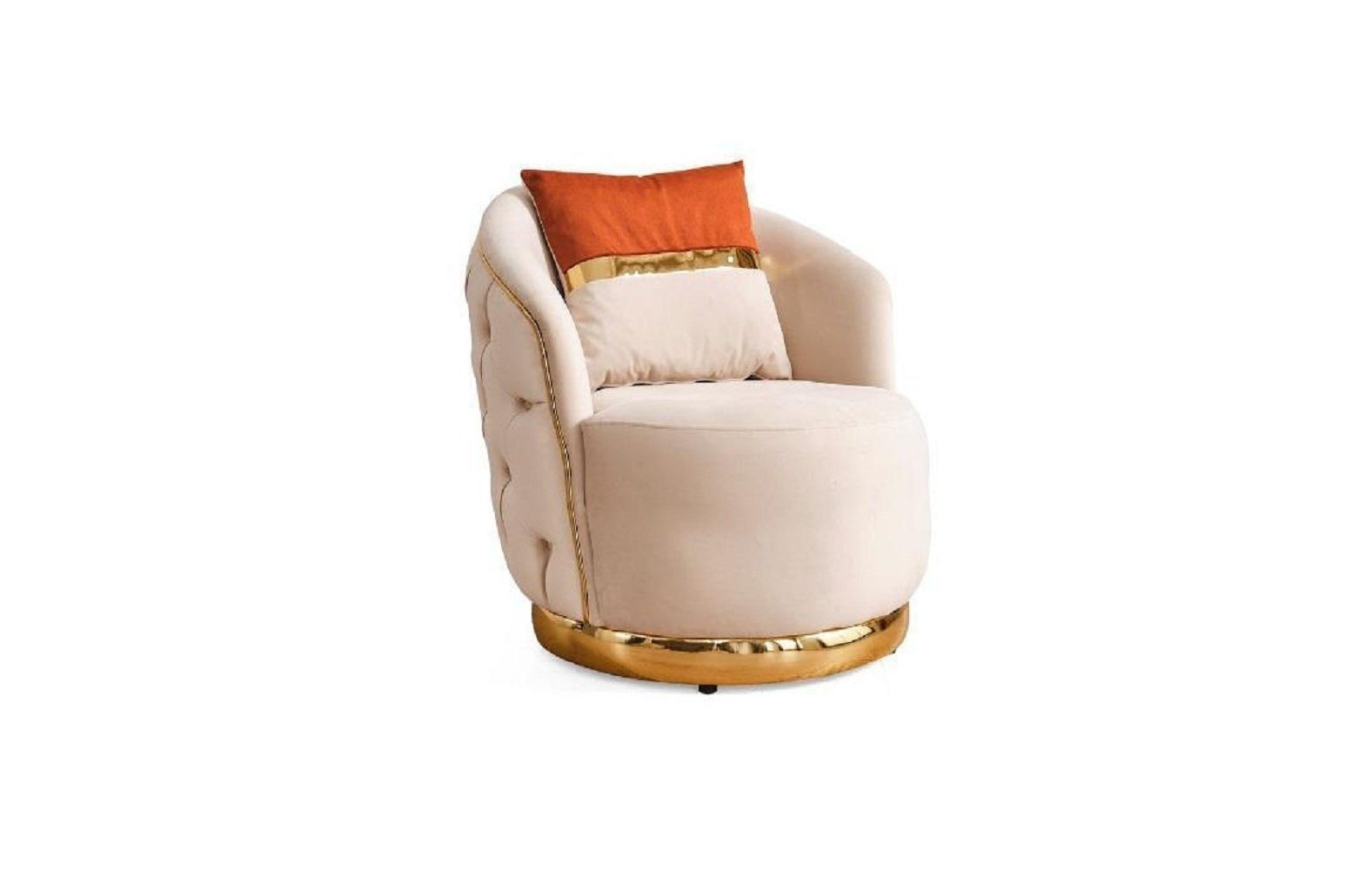 JVmoebel Sessel Design Sitzer Luxus Beige Sessel Relax Textil mit Edelstahl Sessel (1-St., 1x Sessel), Made in Europa
