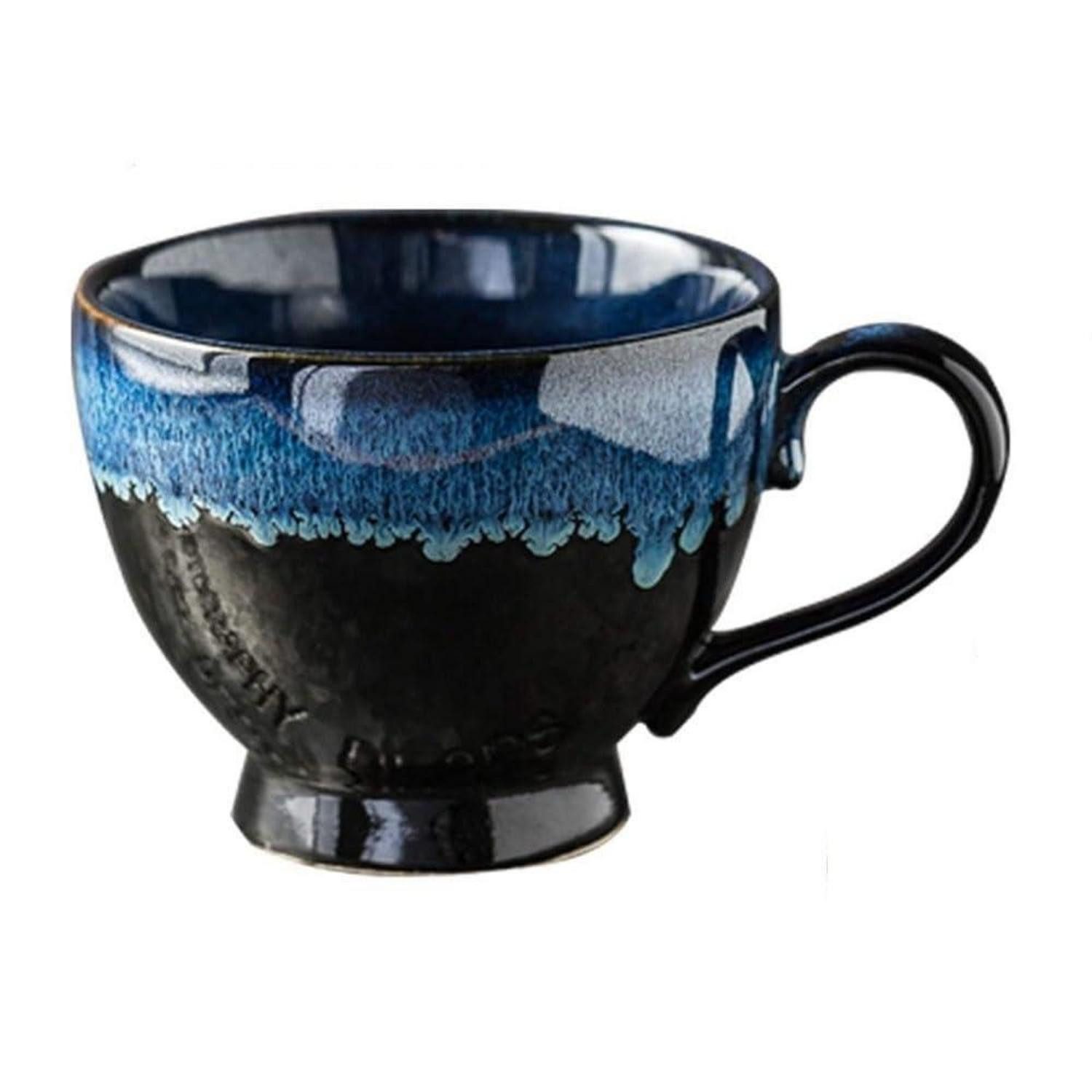 LuxusKollektion Tasse Keramik Tee Tasse Groß 400ml Blau Vintage, Keramik