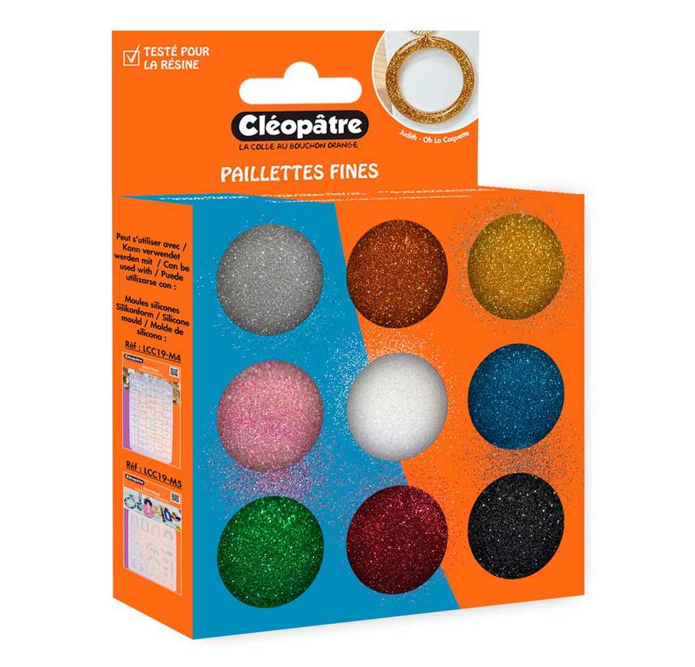 Cléopâtre Streudeko Glitzerpulver Farbset, 9 Tigel