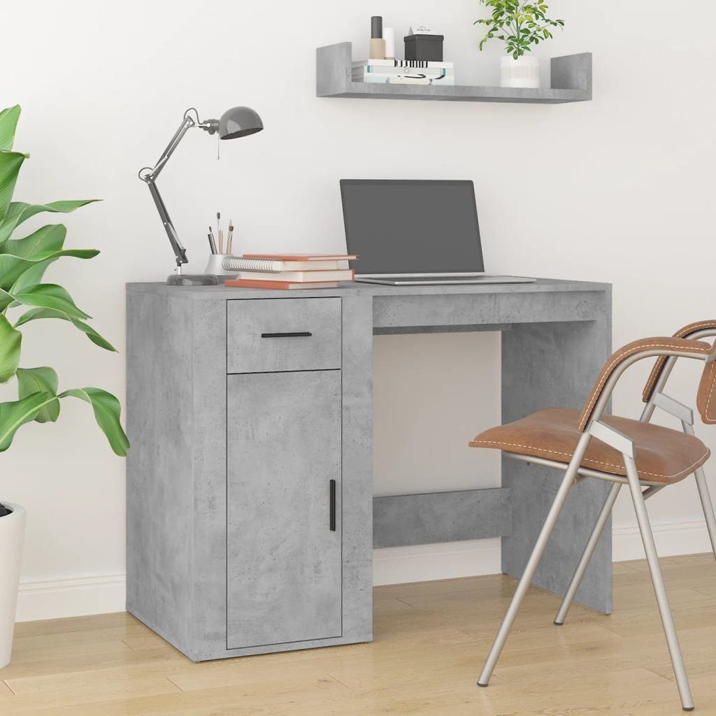 Holzwerkstoff Stauraum Betongrau Schreibtisch mit vidaXL Betongrau Betongrau | Schreibtisch