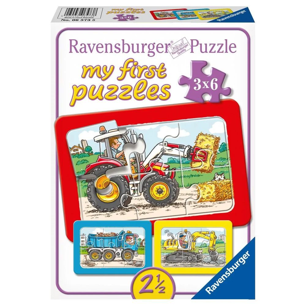 Ravensburger Puzzle Bagger, Traktor und Kipplader. My first puzzle - Rahmenpuzzle 3 x 6..., 19 Puzzleteile