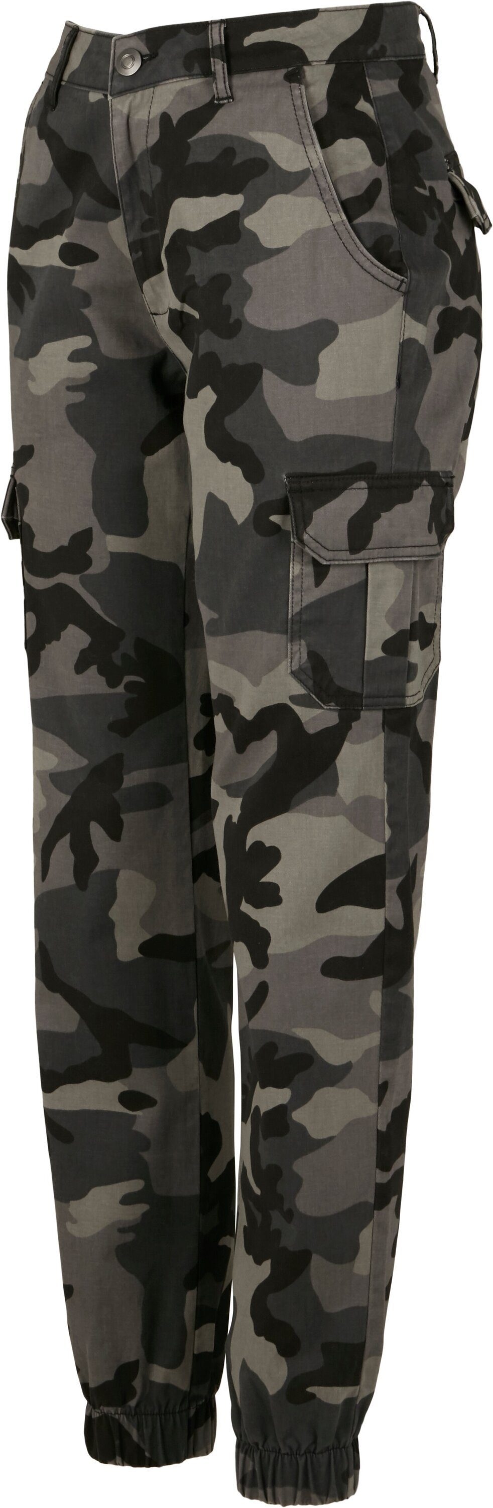 (1-tlg) darkcamouflage Damen Cargo Waist URBAN CLASSICS Ladies Pants High Cargohose Camo