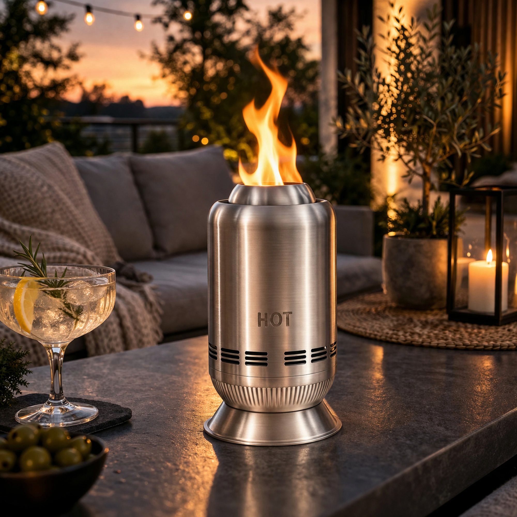 Zelsius Feuerschale Edelstahl Tischkamin rauchfrei, Silber, Pellet Feuersäule mit Tasche, Rauchfreier Betrieb