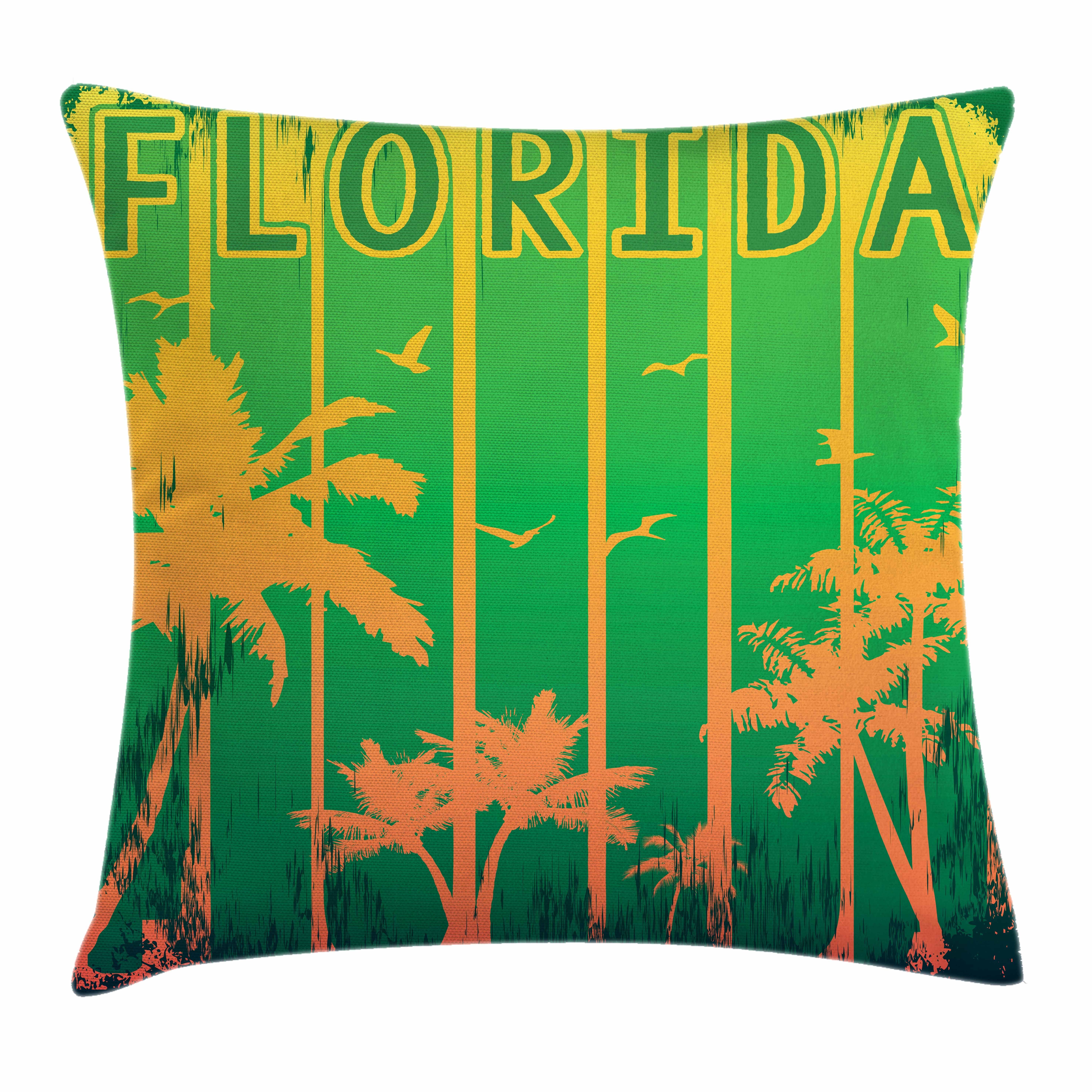 Kissenbezüge Waschbar mit Reißverschluss Kissenhülle mit Farbfesten Klaren Farben Beidseitiger Druck, Abakuhaus (1 Stück), Florida Strand Bäume Grün Alt
