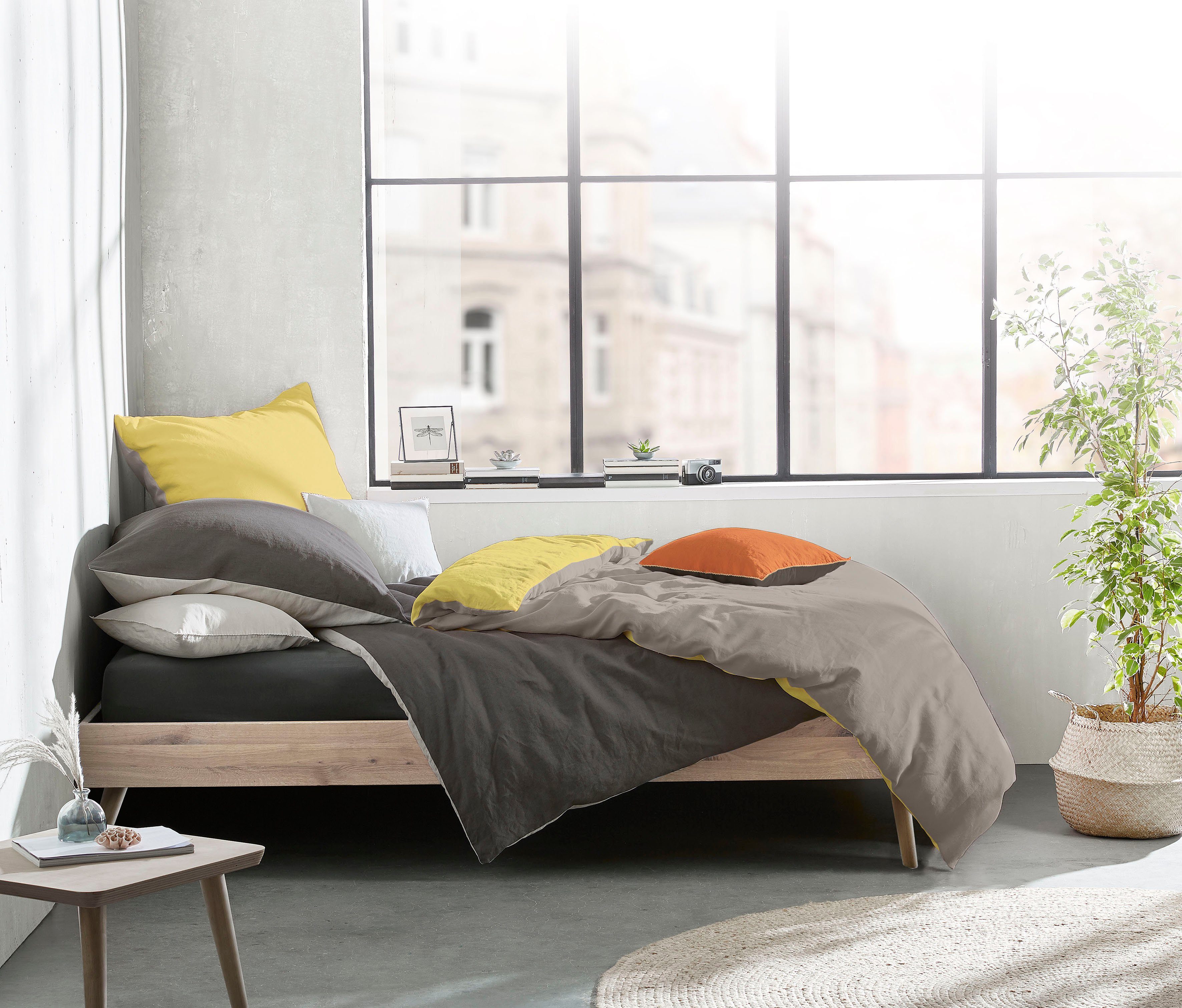 fleuresse Wendebettwäsche Provence W, Halbleinen, 2 teilig, 50% Baumwolle, 50% Leinen, in Gr. 135x200, 155x220, 200x200cm