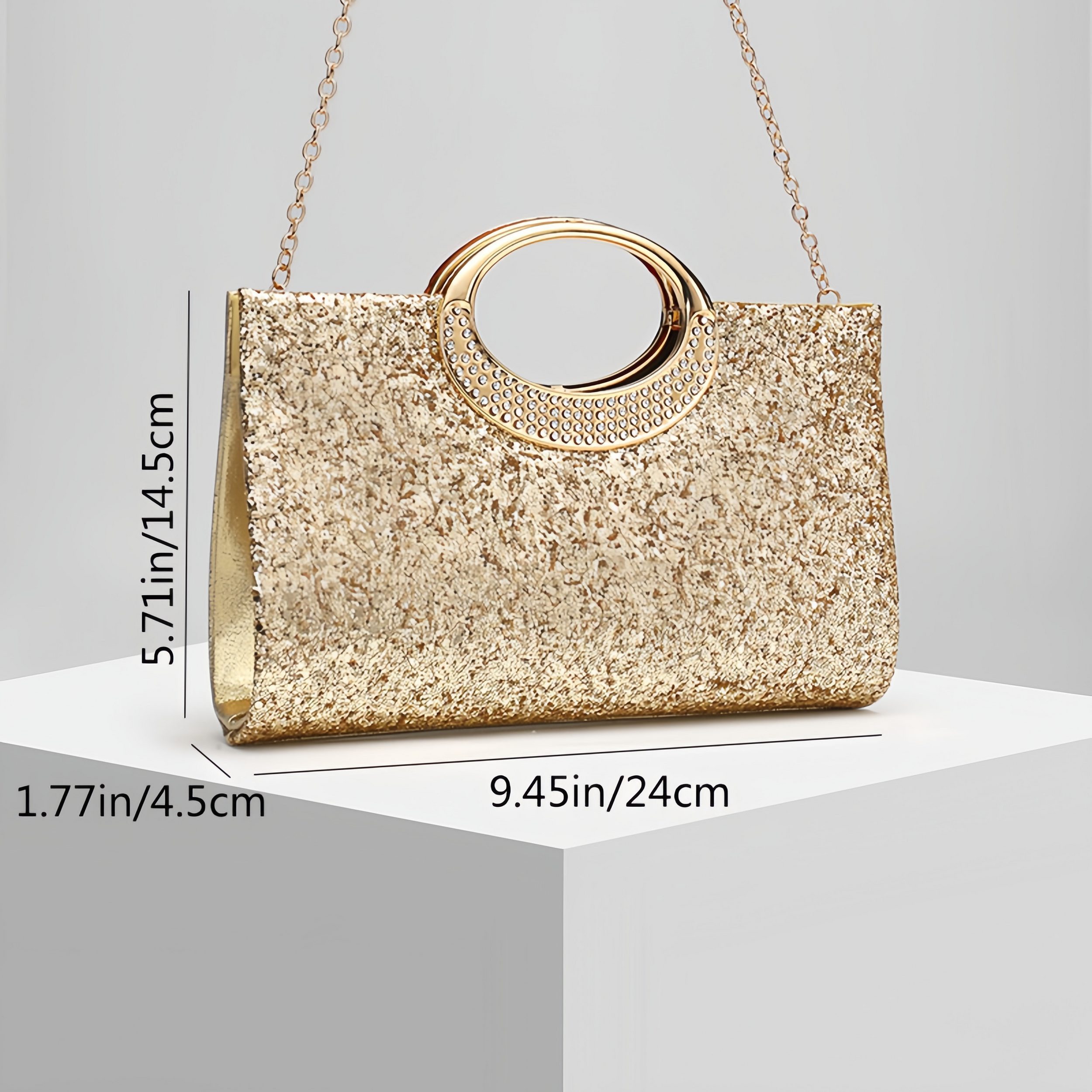 nsihing Abendtasche Damen Clutch mit Pailletten, Abendtasche, abnehmbare Kette – Bild 3 von 5