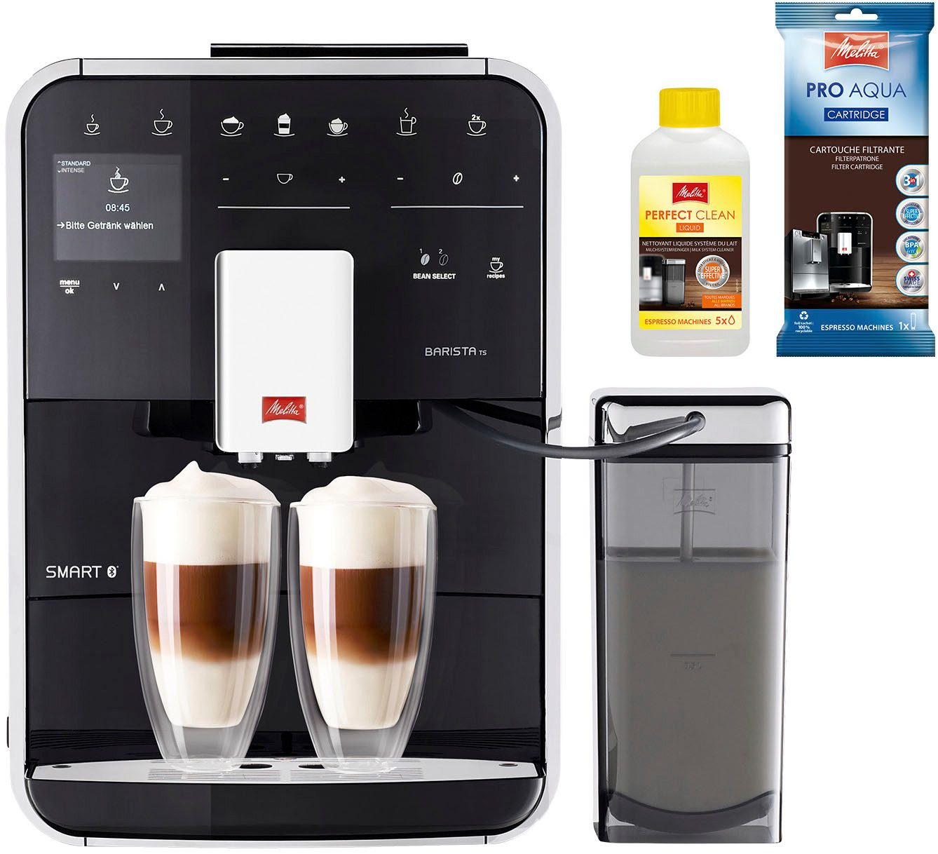 Melitta Kaffeevollautomat Barista TS Smart® F850-102, schwarz, 21 Kaffeerezepte & 8 Benutzerprofile, 2-Kammer Bohnenbehälter