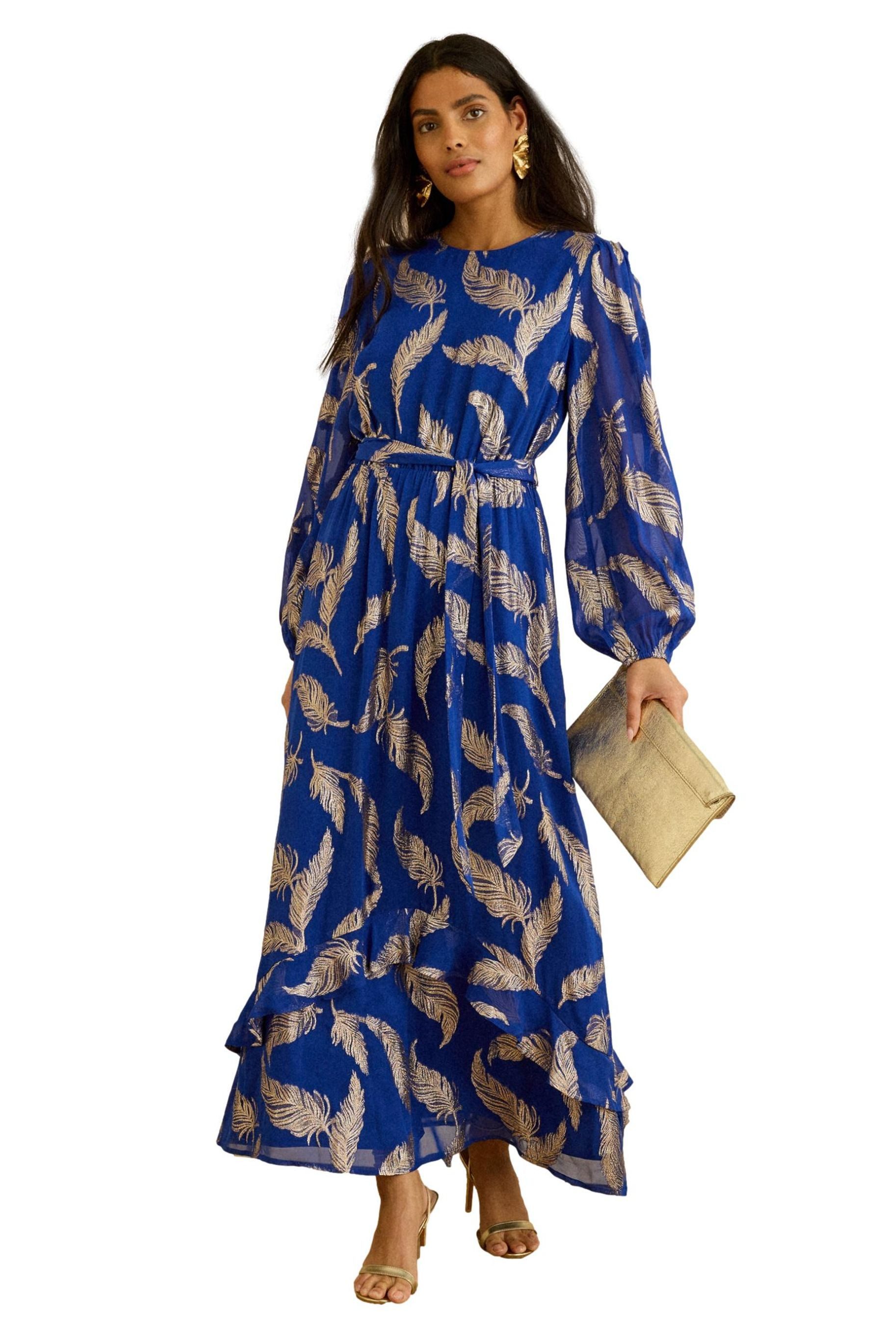 Love & Roses Maxikleid Love & Roses EID Maxikleid mit Rundhalsausschnitt (1-tlg)