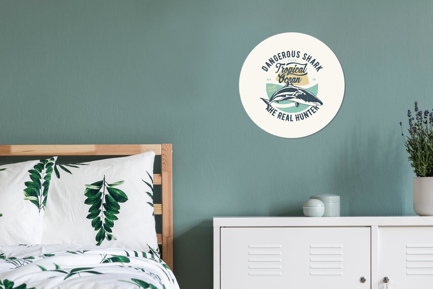 - Wohnzimmer Wandsticker Tapetenaufkleber, Tapetenkreis (1 St), für Vintage - Rund, Kinderzimmer, MuchoWow Hai Tiere