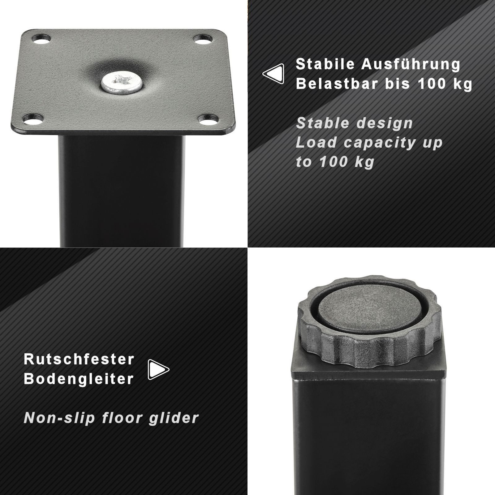 SO-TECH® Möbelfuß ZULU 38 x 38 mm 100 - 150 mm, belastbar bis 100 kg pro Fu günstig online kaufen