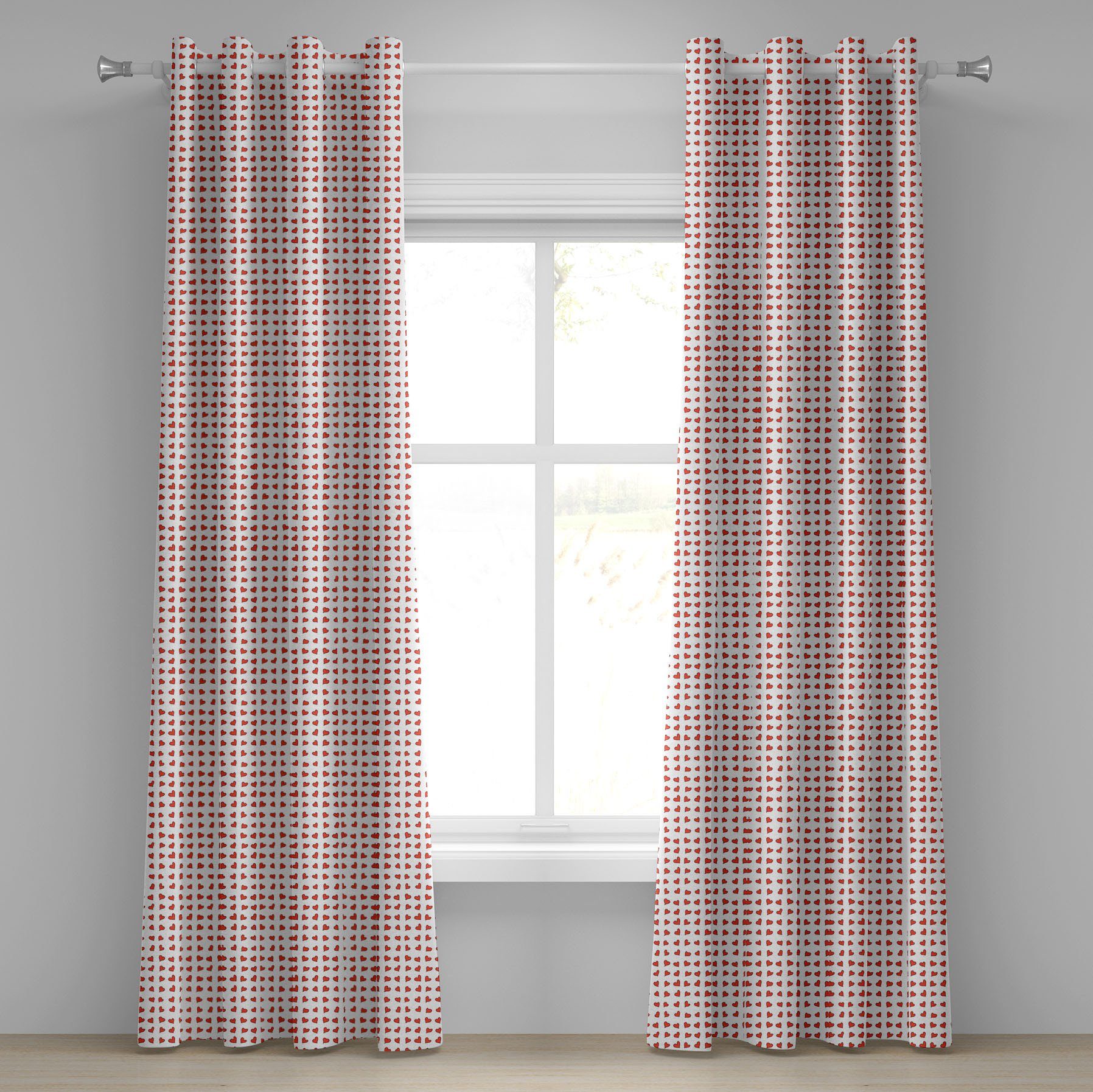 Gardine Dekorative 2-Panel-Fenstervorhänge für Schlafzimmer Wohnzimmer, Abakuhaus, Valentine Herz-Flitterwochen