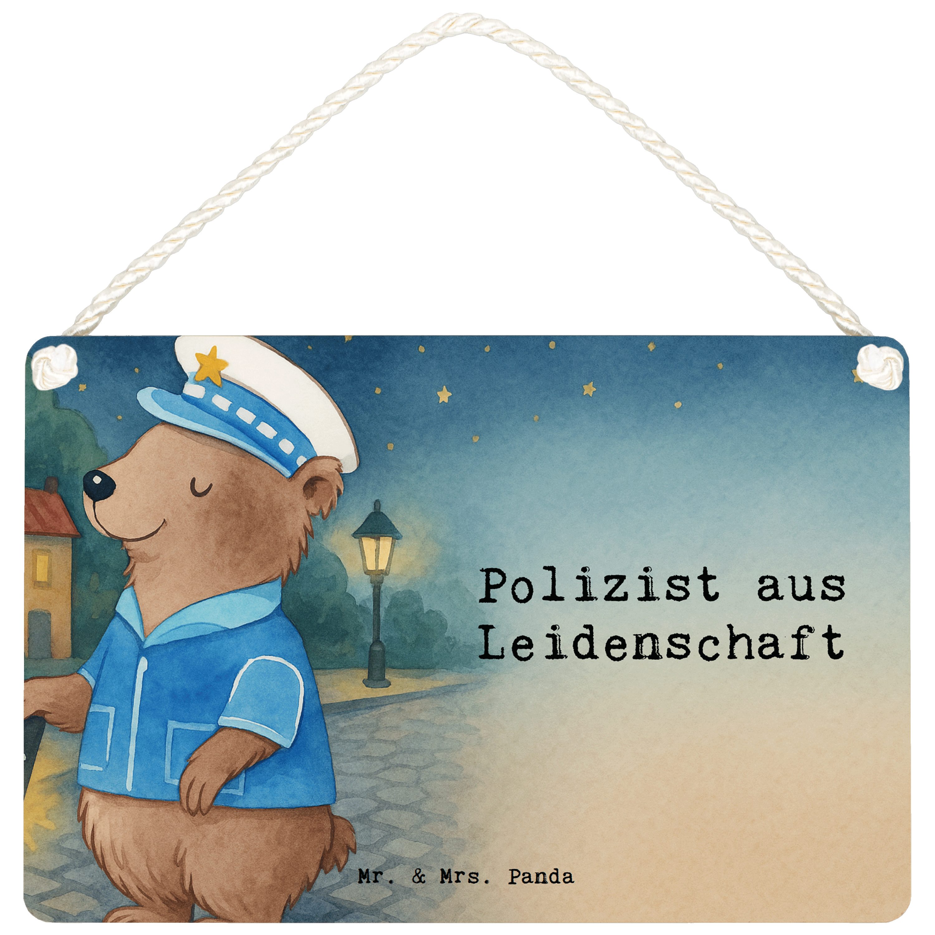 Mr. & Mrs. Panda Hinweisschild Polizist Leidenschaft Design, holzbild DIN A6, Weiß, Wachmann, Studiu, (Packung), wandhänger hängeschild kleine aufmerksamkeit