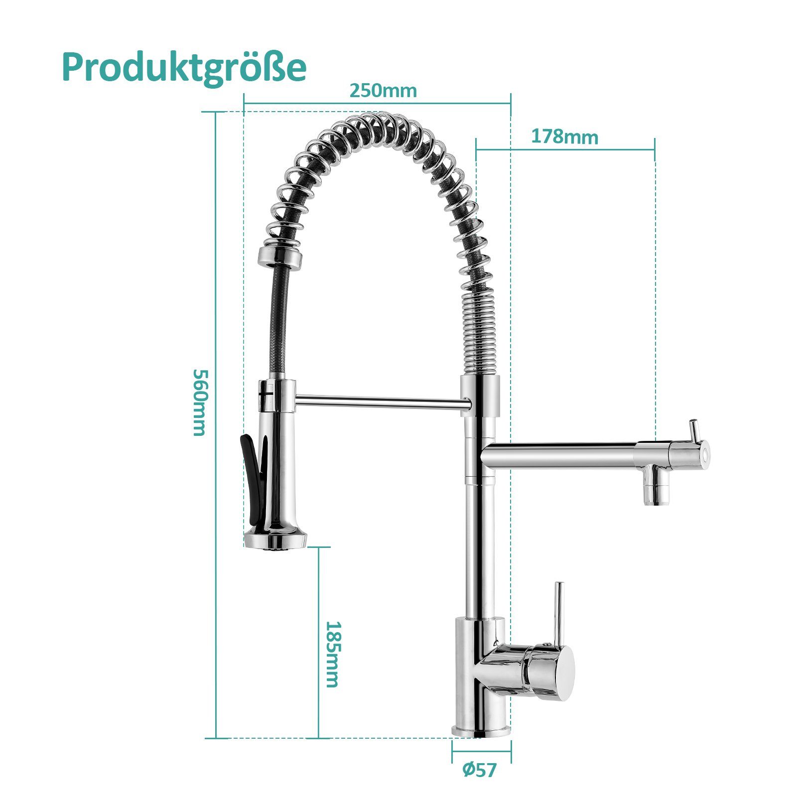 Drehbar mit 2 360° Spiralfeder Strahlarten EMKE Wasserhahn Spültischarmatur Küchen Küchenarmatur mit Brause Wasserhahn