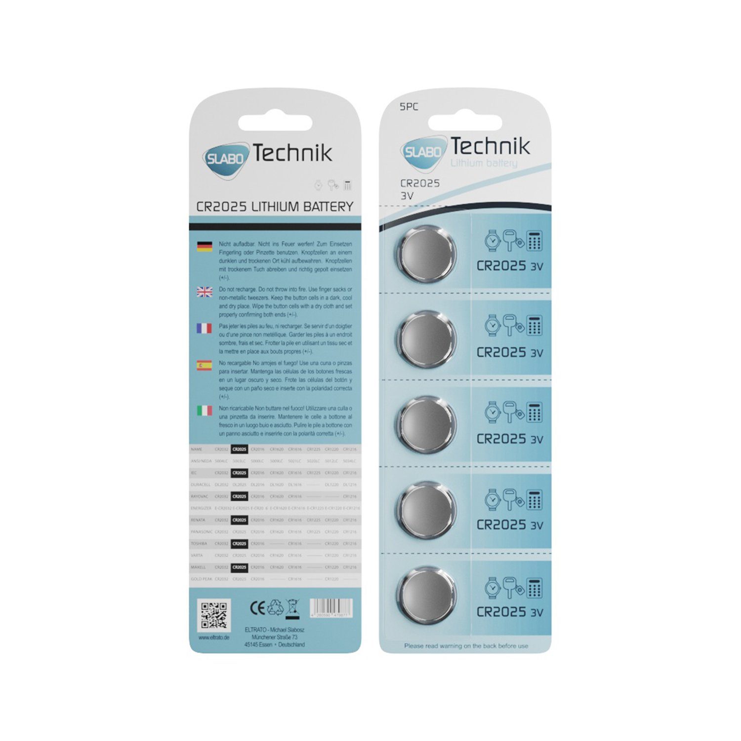 Taschenlampe, CR2025 Li-Ion Knopfzellen SLABO Knopfzelle Lithium – 40er-Pack für 3.0V - 40er-Pack Knopfzellen Armbanduhr, etc. Taschenrechner Batterien - -