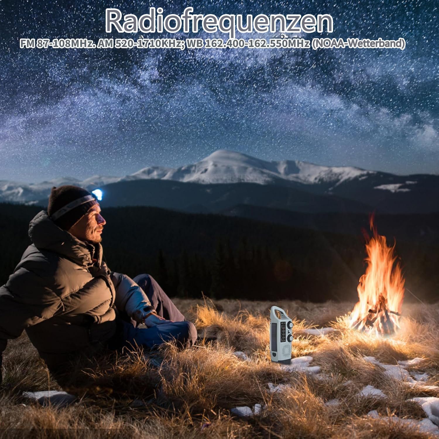 Forrlite Radio, Solar Radio,AM/FM notfallradio, Kurbelradio mit powerbank Radio (7,5 W, Led Taschenlampe, SOS-Alarm, handy ladefunktion, für Camping, Ourdoor)