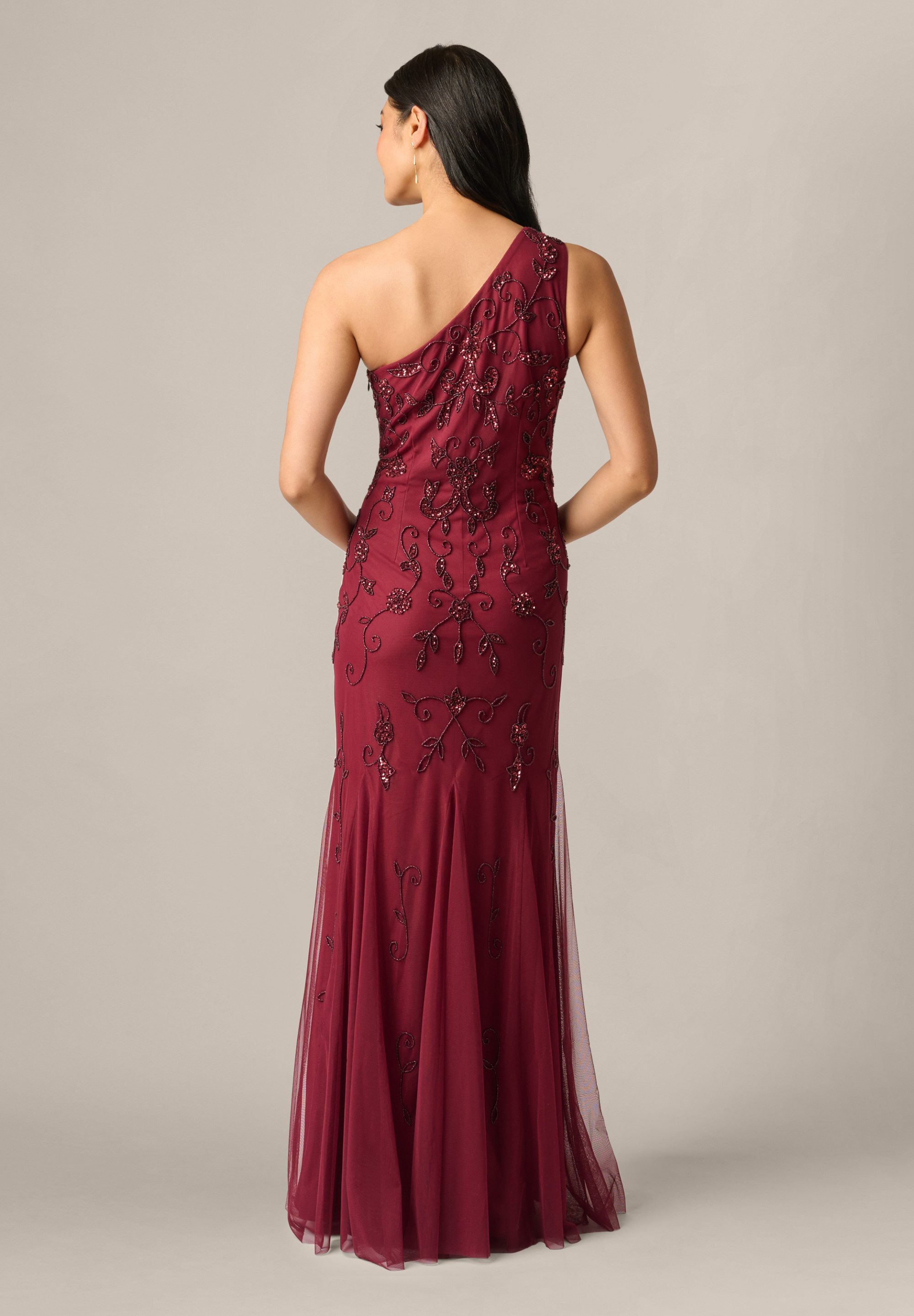 Adrianna Papell Abendkleid One Shoulder Beaded Dress Schimmerndes, von Hand besticktes Abendkleid – Bild 4 von 5