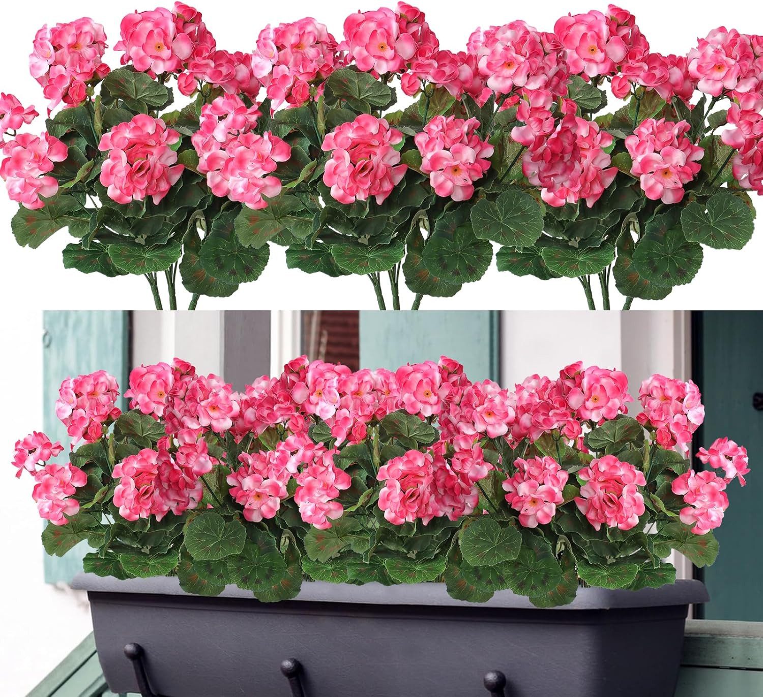 Kunstblumenstrauß Künstliche Geranienblumen UV-beständig, lebensechte Simulation, Diwzbyn