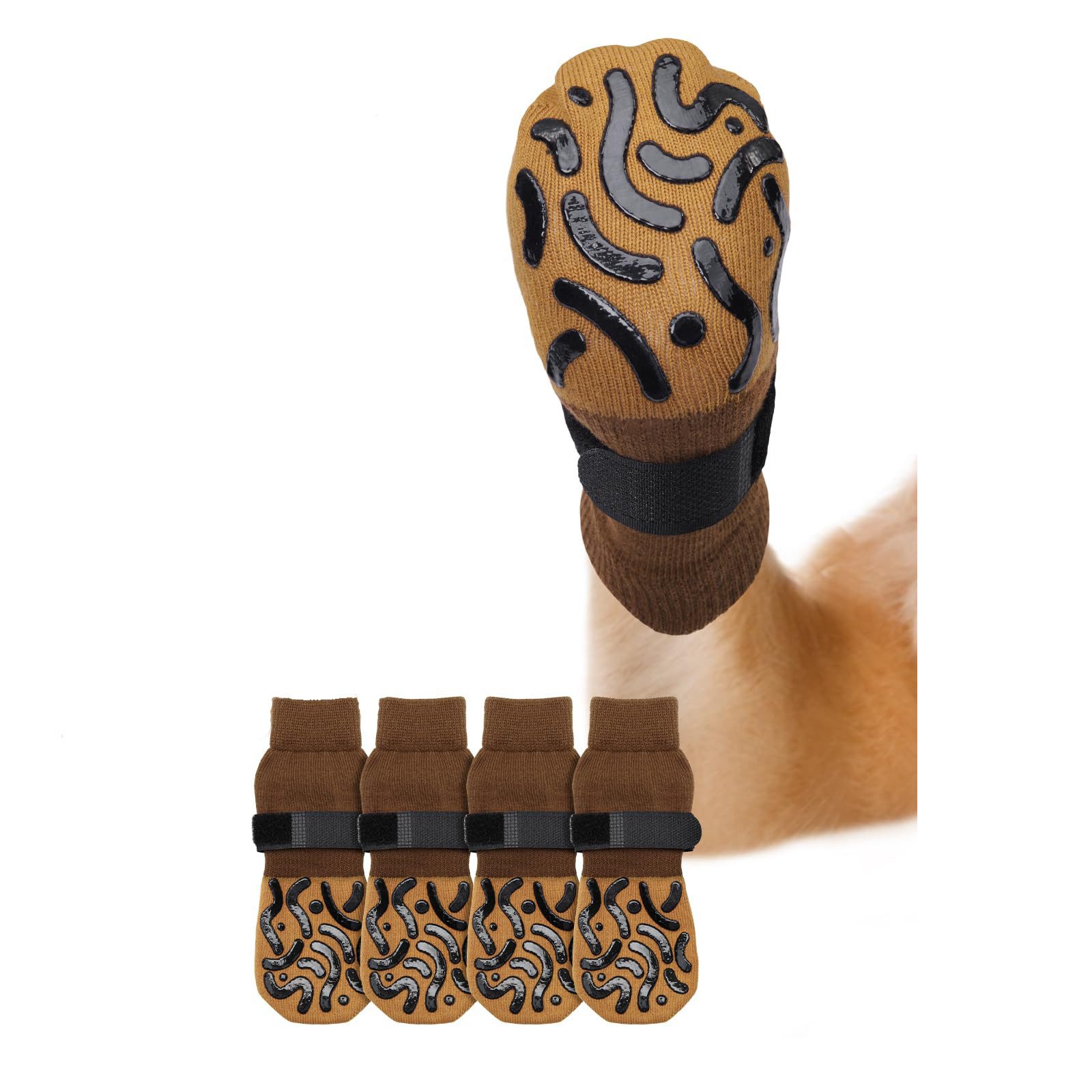 Ledander Pfotenschutz Anti-Rutsch Hundesocken, Weiche Socken für Pfotenschutz, (4-tlg), mit Verstellbarem Klettverschluss für Innen- und Außennutzung