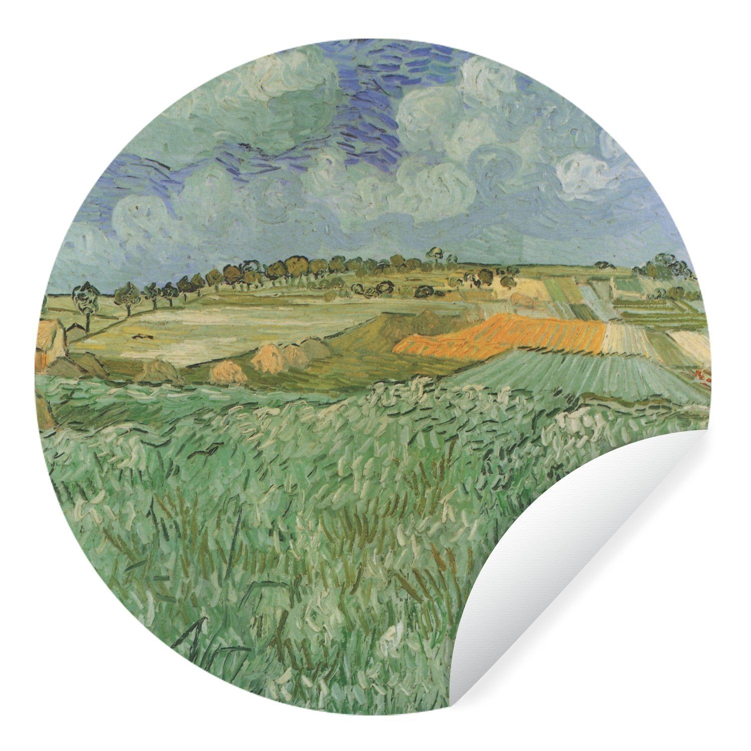 Gogh Tapetenkreis MuchoWow Wandsticker von Rund, für van St), Gemälde - Vincent Tapetenaufkleber, Auvers Kinderzimmer, Bei Wohnzimmer (1