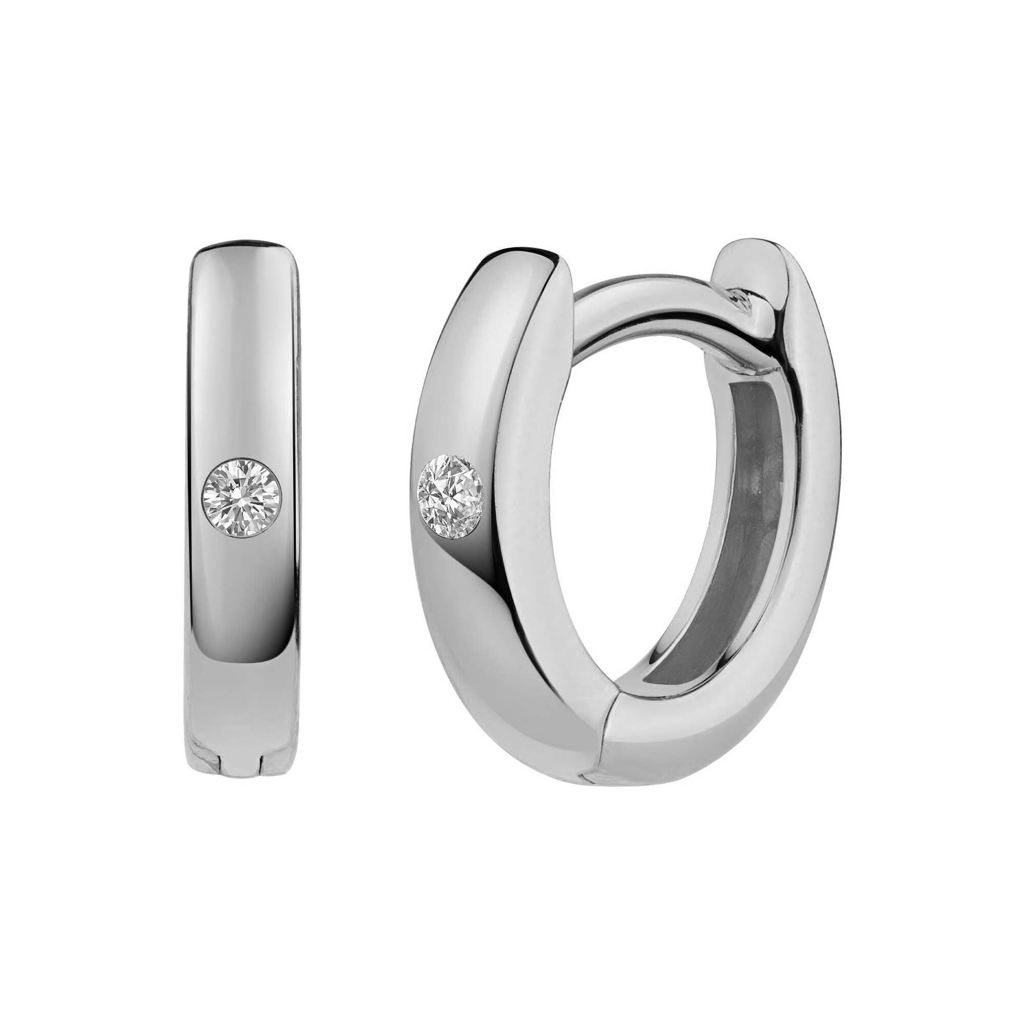 CAÏ Paar Creolen 925 Silber rhodiniert Zirkonia
