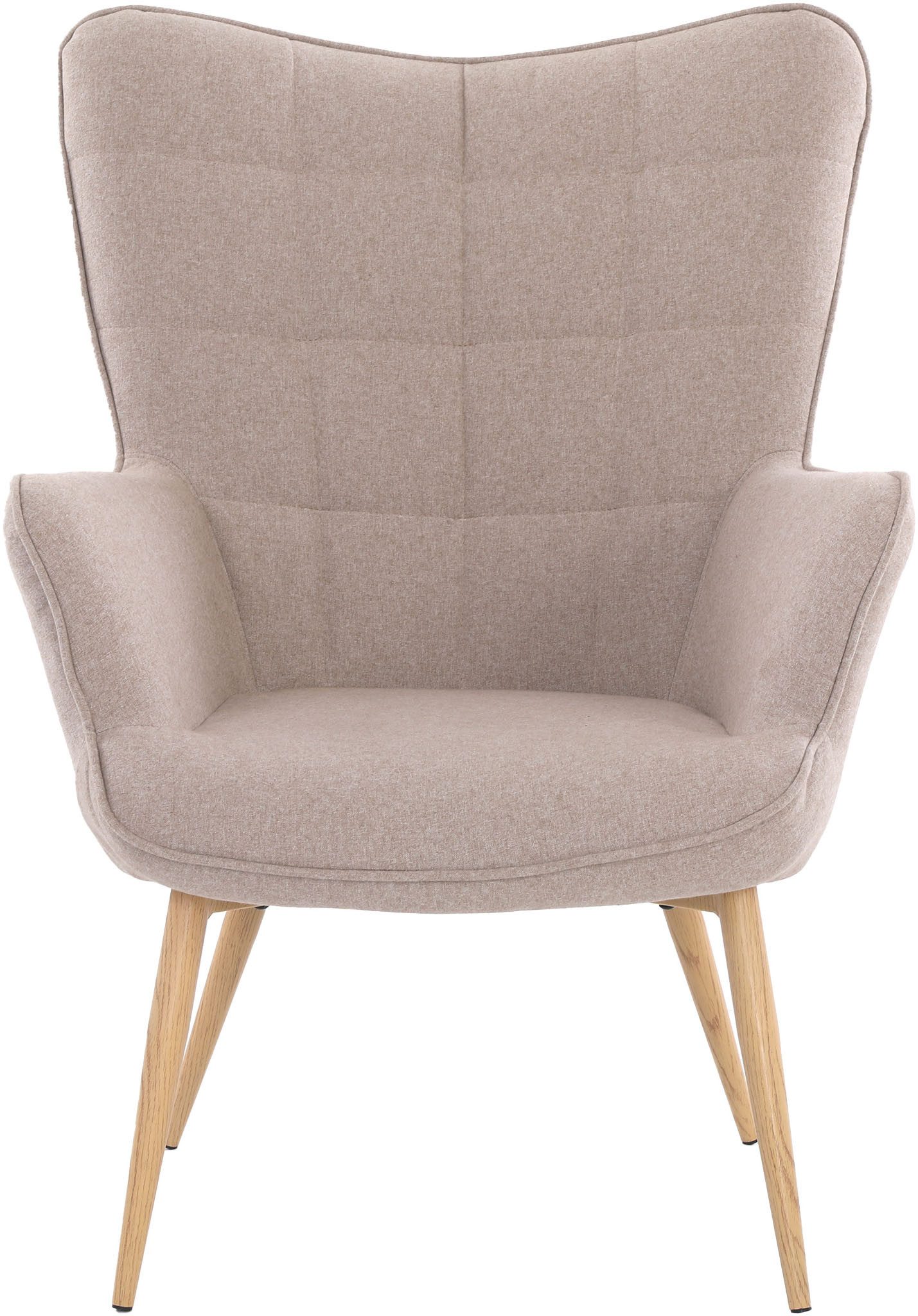 byLIVING Sessel UTA, Bezug Webstoff sandfarben, Gestell Metall Artisan Eiche, Schaumstoff