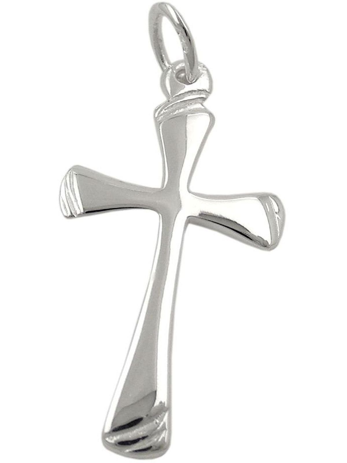Gallay Kreuzanhänger Anhänger (1-tlg) 925 glänzend 22x13mm Silber Kreuz gerillt