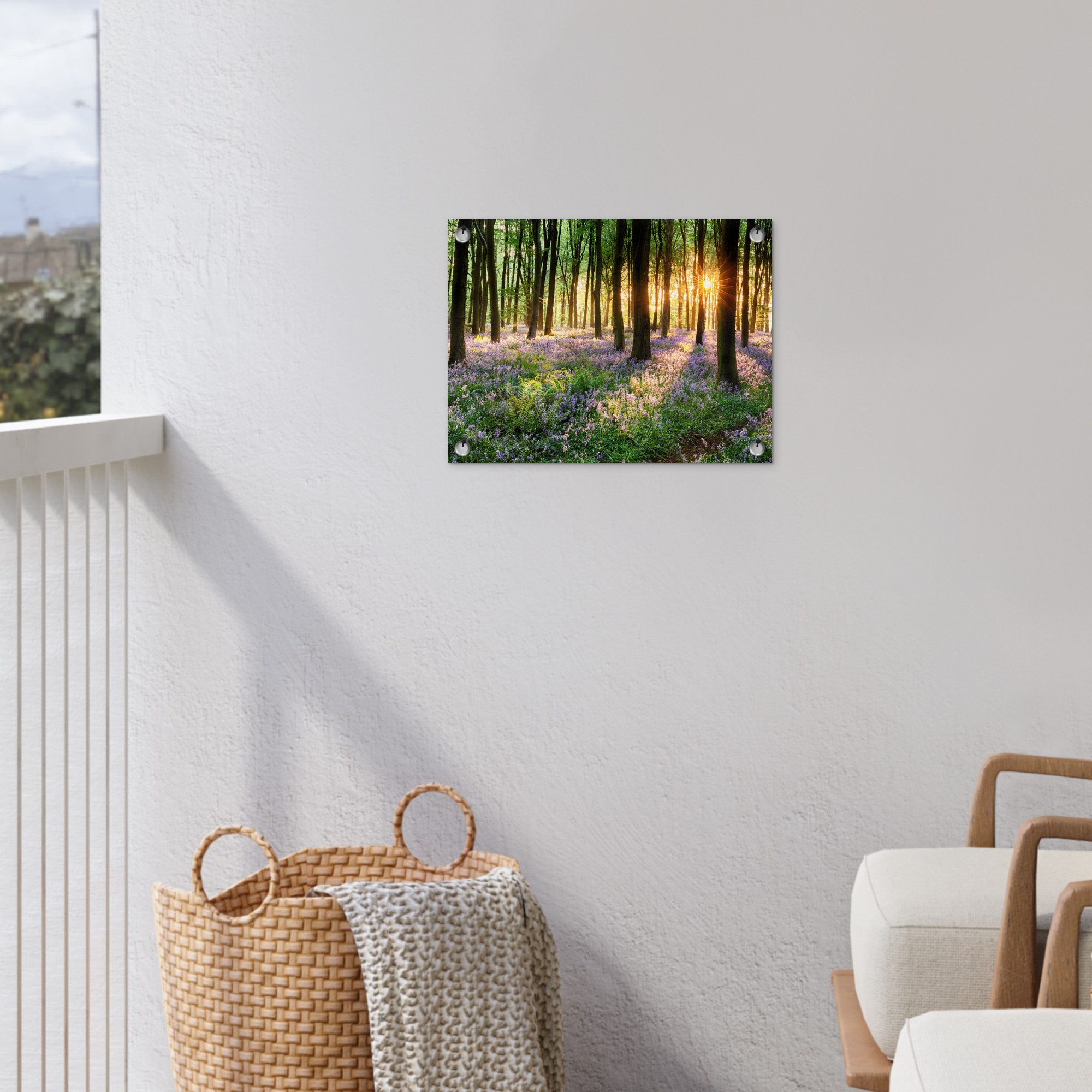 OnlyWow Poster für Garten Wald - Blumen - Lavendel - Sonne - Lila - Natur, Gartenposter, Outdoor Bilder, Gartendekoration Bild, 40x30 cm